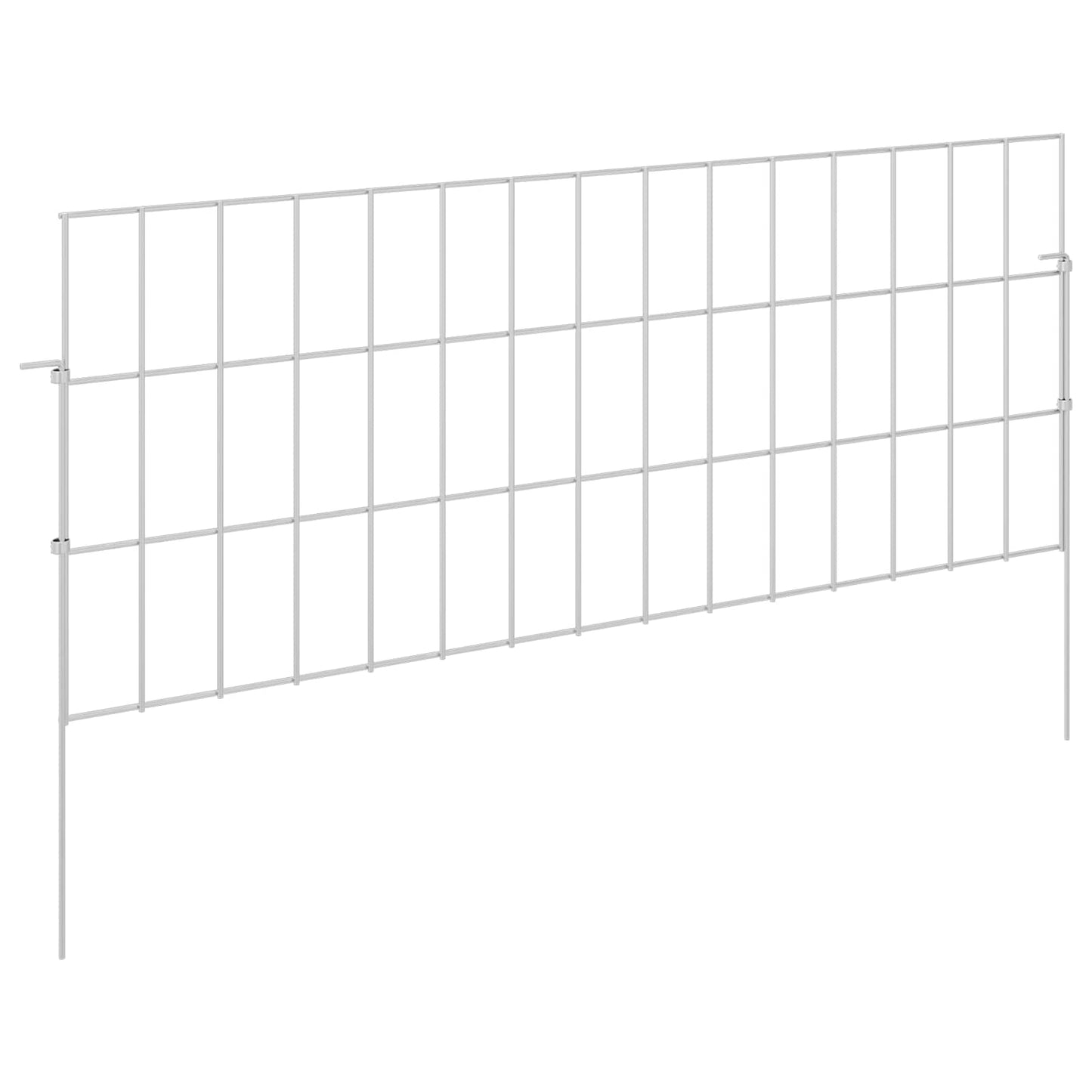 Garden Fence with Stakes 24 pcs 75 x 30 cm Mesh Silver
