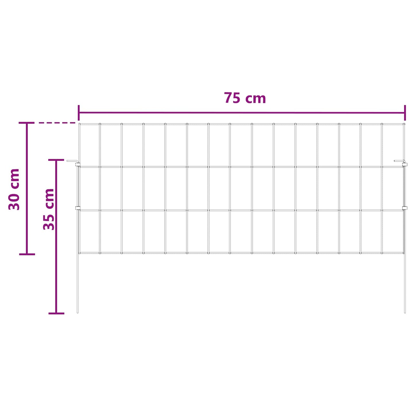 Garden Fence with Stakes 24 pcs 75 x 30 cm Mesh Silver