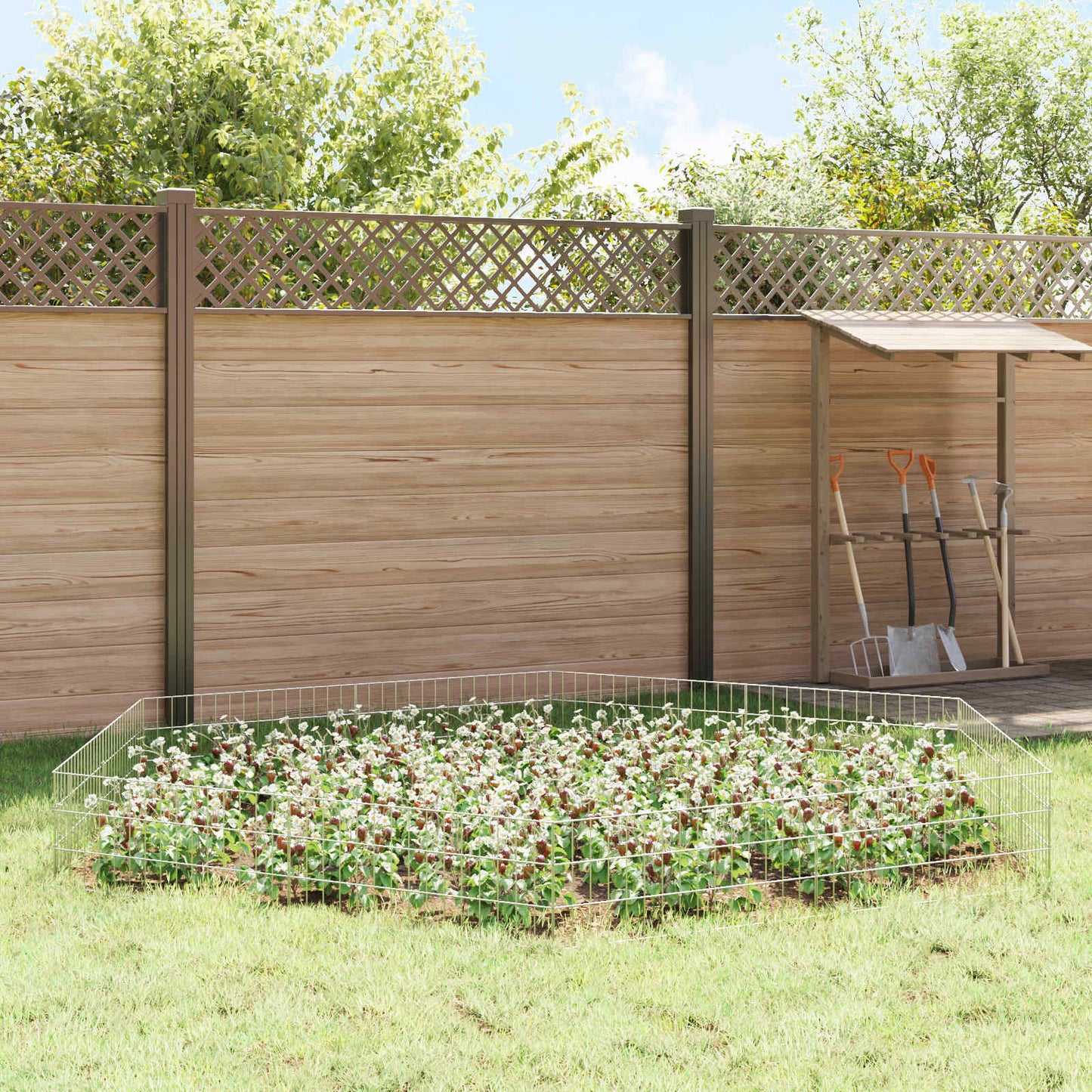 Garden Fence with Stakes 48 pcs 75 x 30 cm Mesh Silver