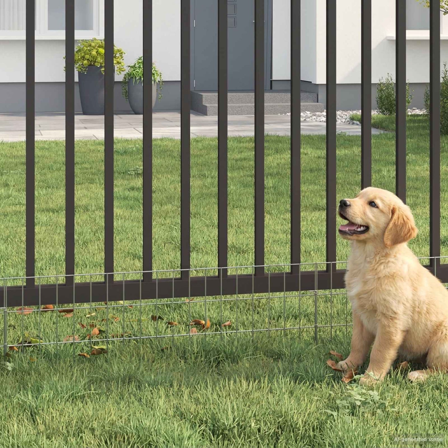 Garden Fence with Stakes 24 pcs 95 x 30 cm Mesh Silver