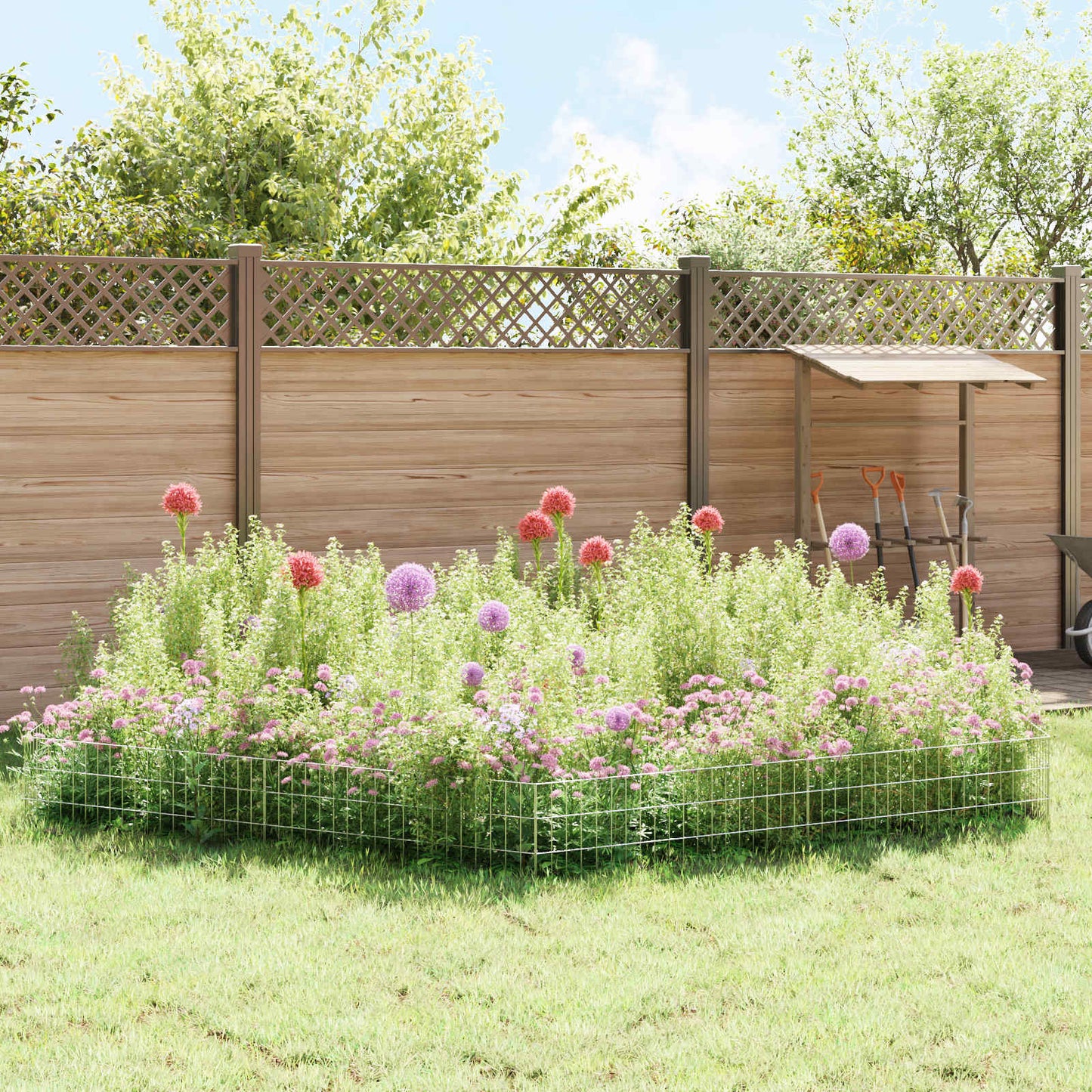 Garden Fence with Stakes 24 pcs 95 x 30 cm Mesh Silver