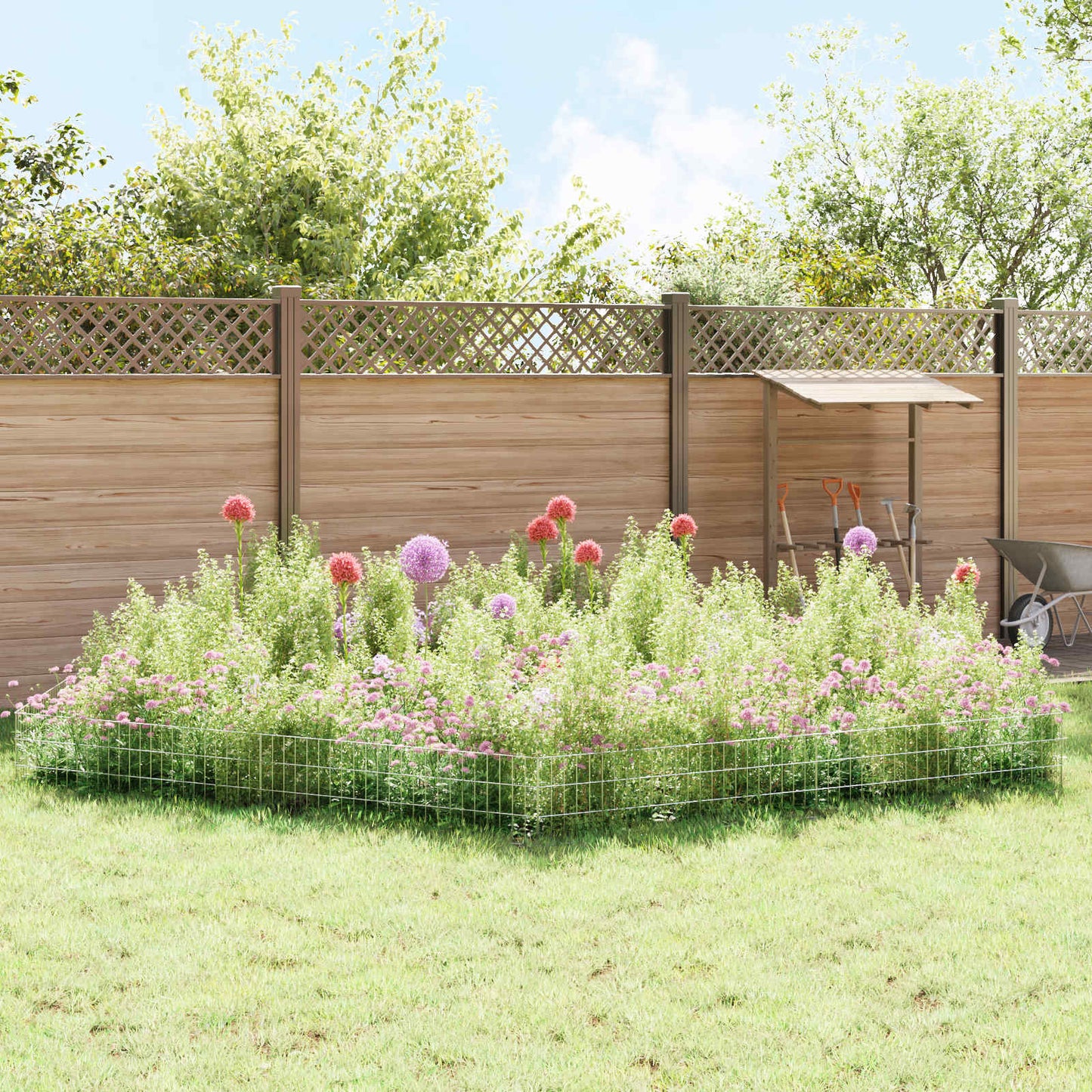 Garden Fence with Stakes 12 pcs 115 x 30 cm Mesh Silver