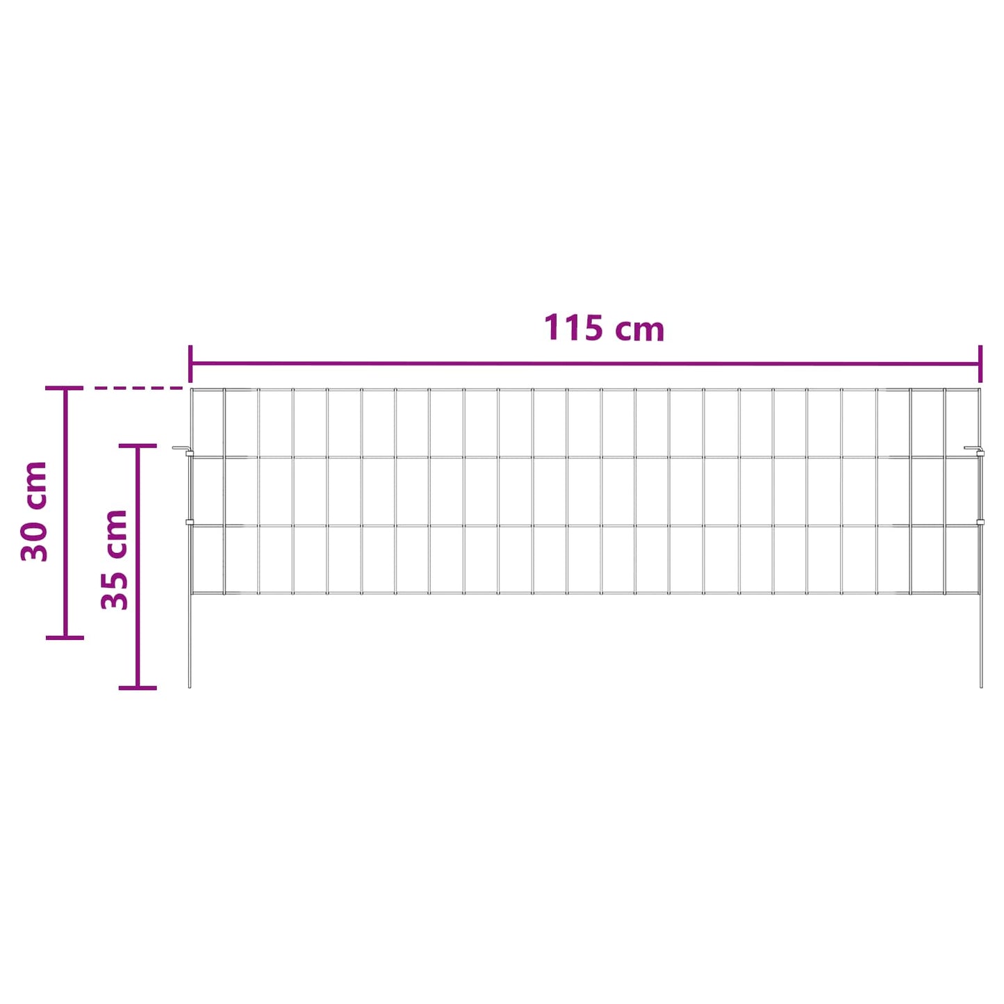 Garden Fence with Stakes 24 pcs 115 x 30 cm Mesh Silver