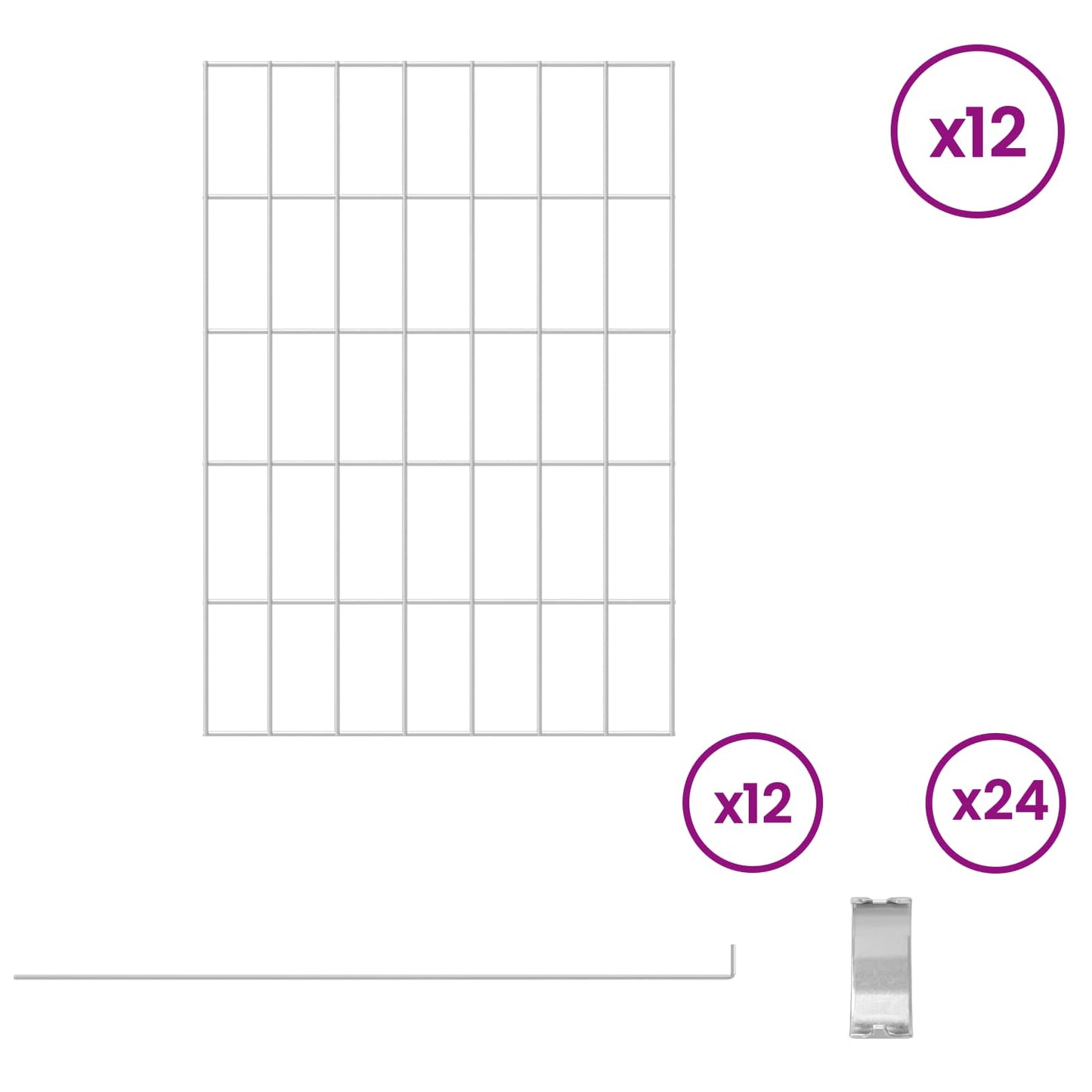 Garden Fence with Stakes 12 pcs 35 x 50 cm Mesh Silver