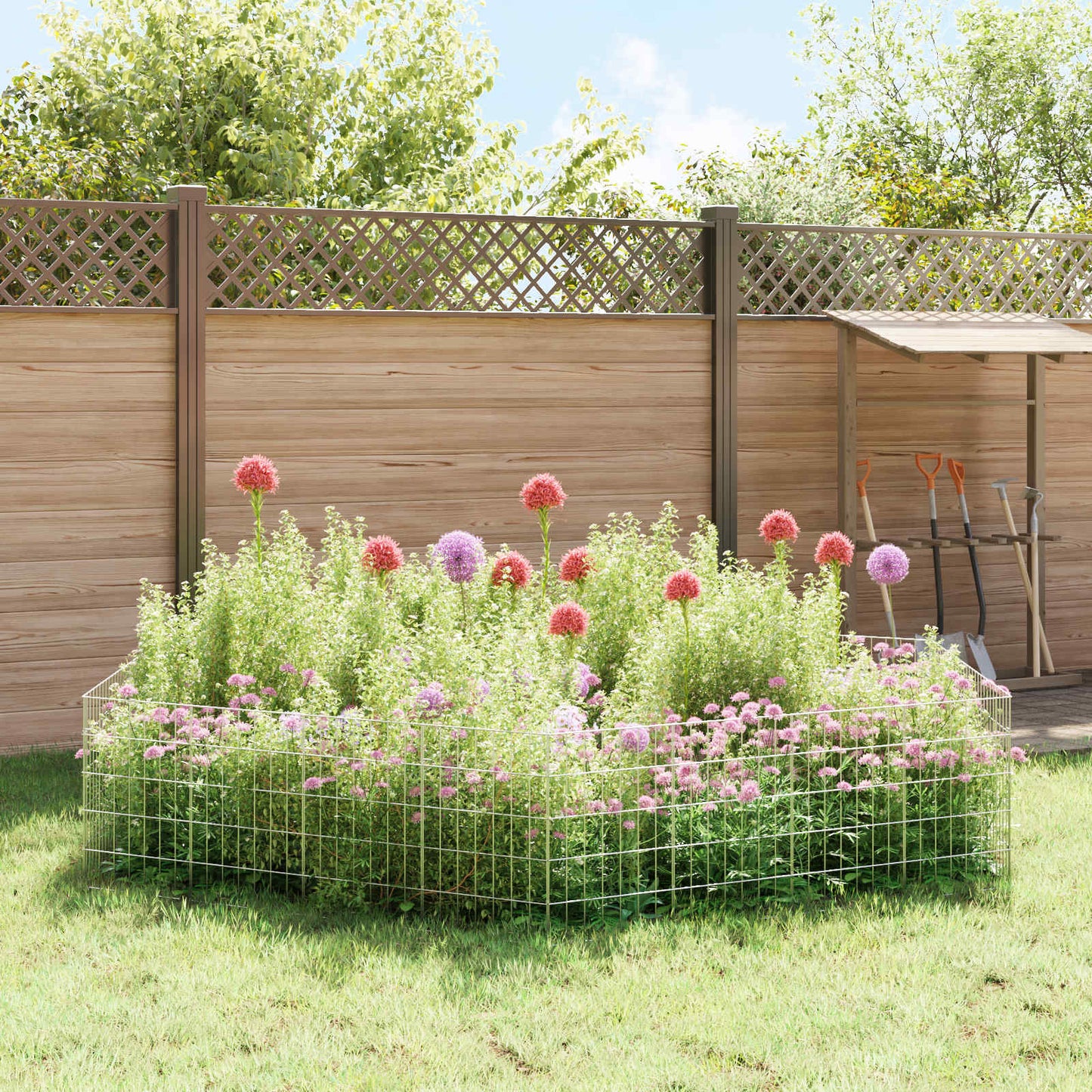 Garden Fence with Stakes 24 pcs 35 x 50 cm Mesh Silver