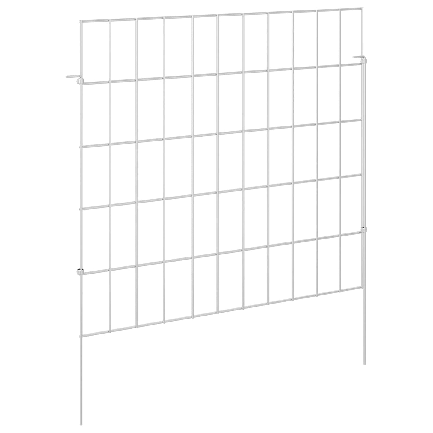 Garden Fence with Stakes 24 pcs 55 x 50 cm Mesh Silver