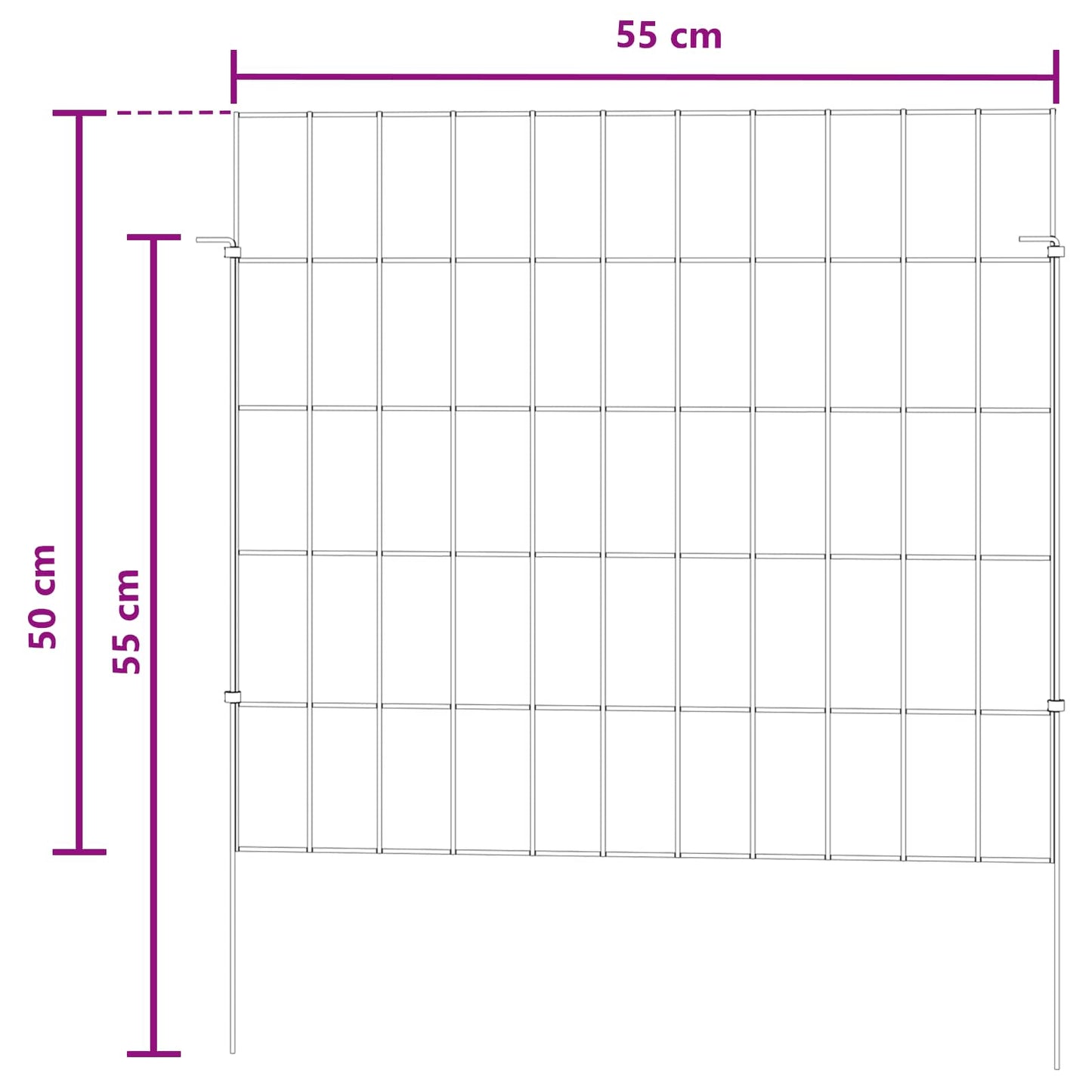 Garden Fence with Stakes 24 pcs 55 x 50 cm Mesh Silver