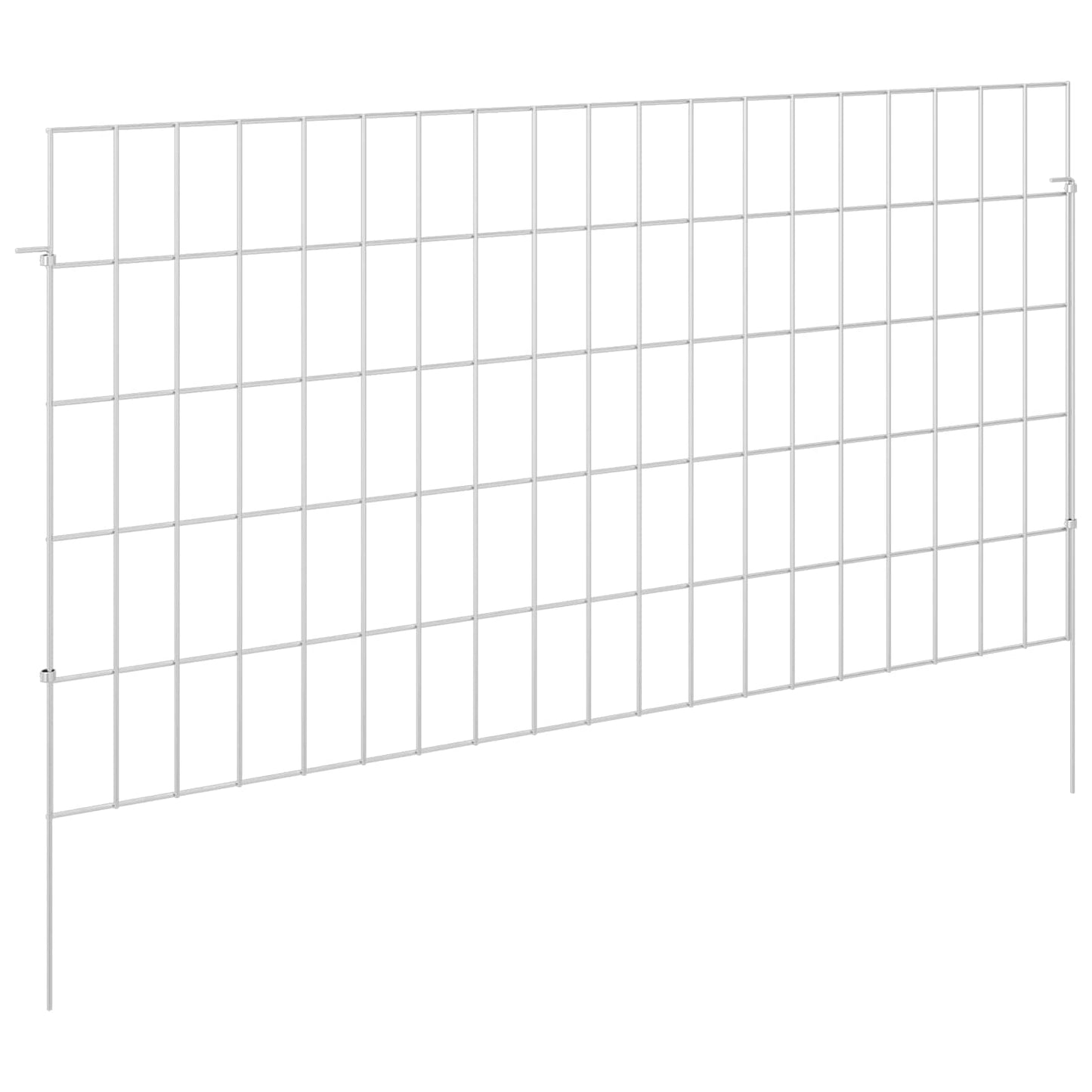 Garden Fence with Stakes 24 pcs 95 x 50 cm Mesh Silver