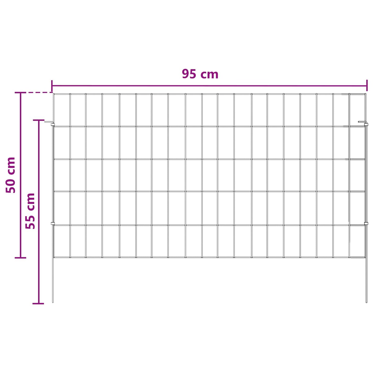 Garden Fence with Stakes 24 pcs 95 x 50 cm Mesh Silver