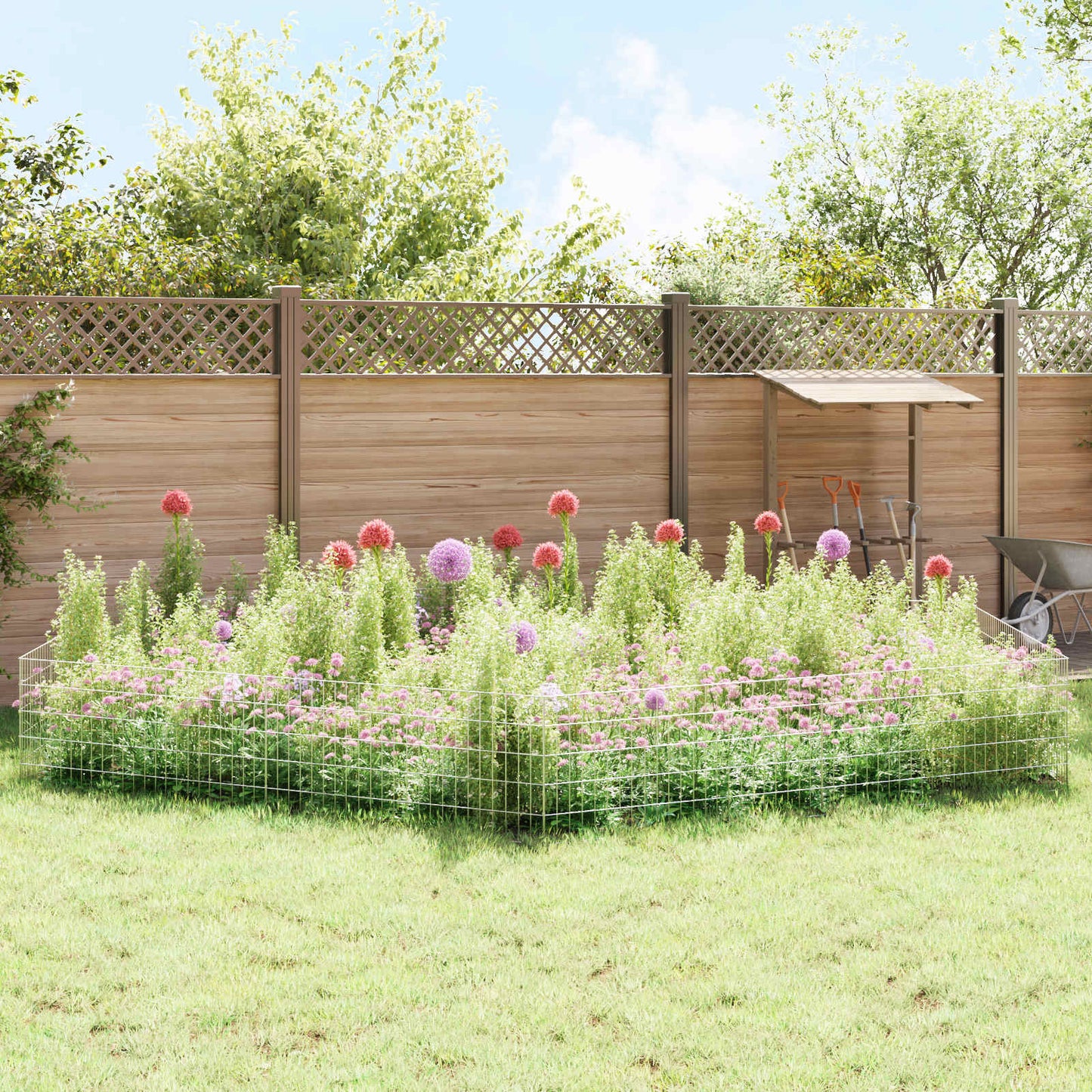 Garden Fence with Stakes 12 pcs 115 x 50 cm Mesh Silver