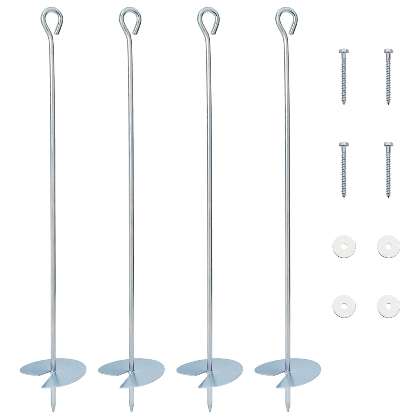 Earth anchor 4 pcs Silver Ø10 x 60 cm Galvanized Metal