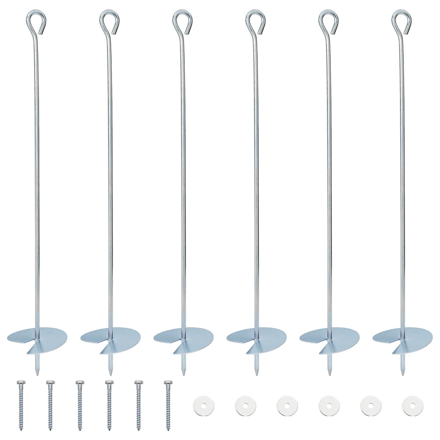 Earth anchor 6 pcs Silver Ø10 x 60 cm Galvanized Metal
