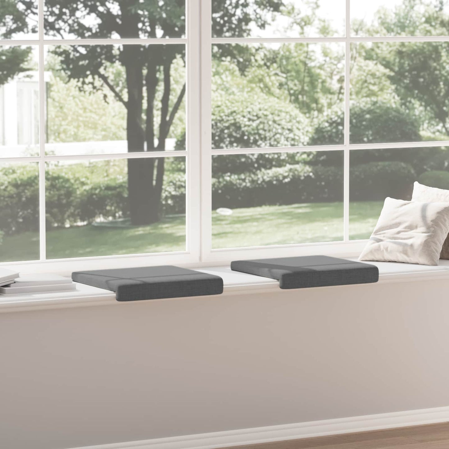 Bench Cushion 2 pcs Fabric Dark Grey Depth 35 cm