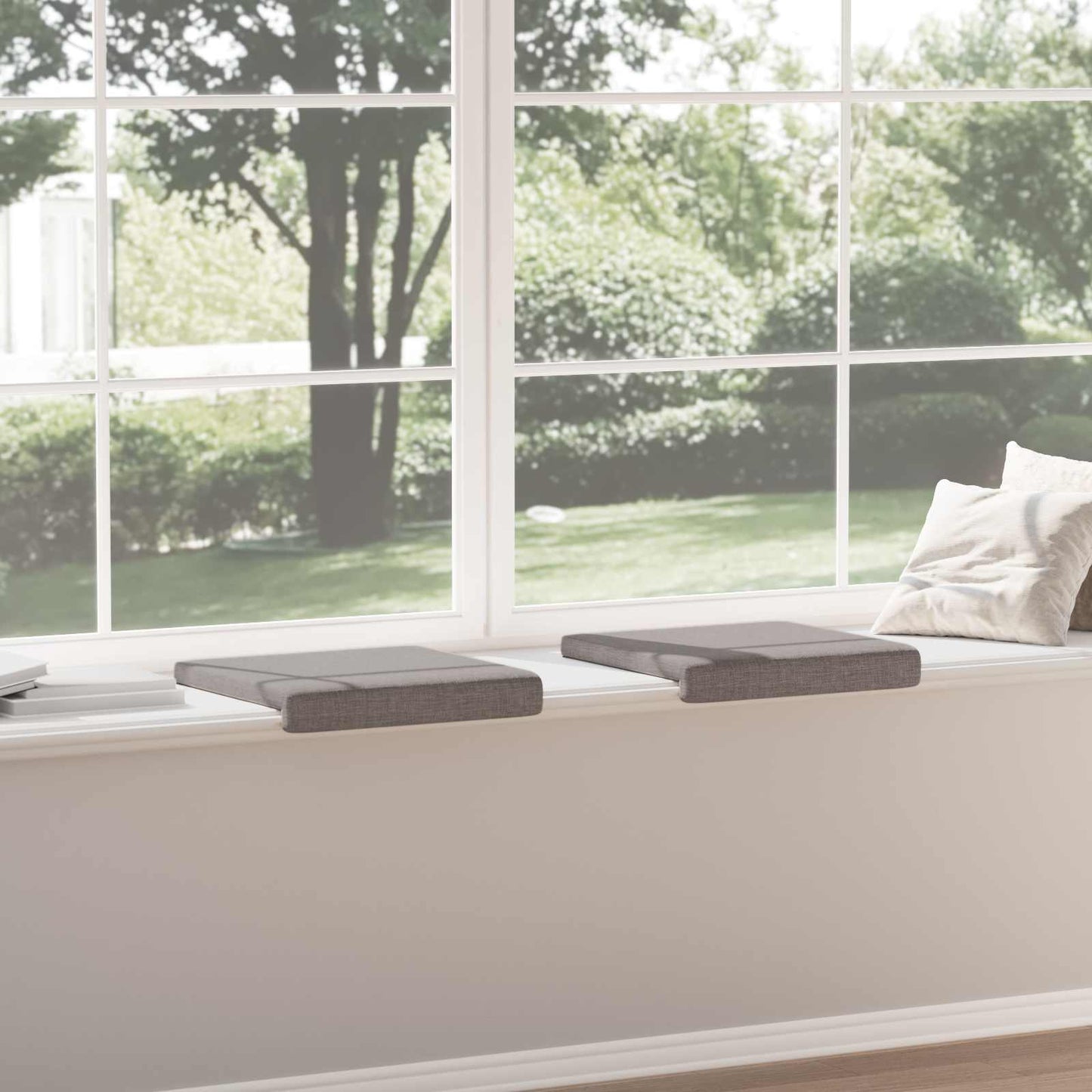 Bench Cushion 2 pcs Fabric Taupe Depth 35 cm