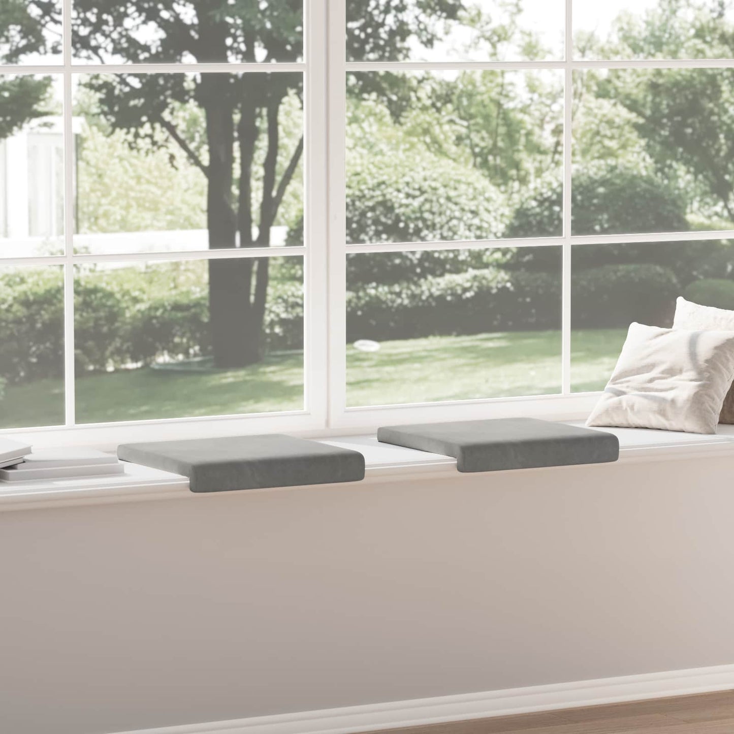 Bench Cushion 2 pcs Velvet Light Grey Depth 35 cm