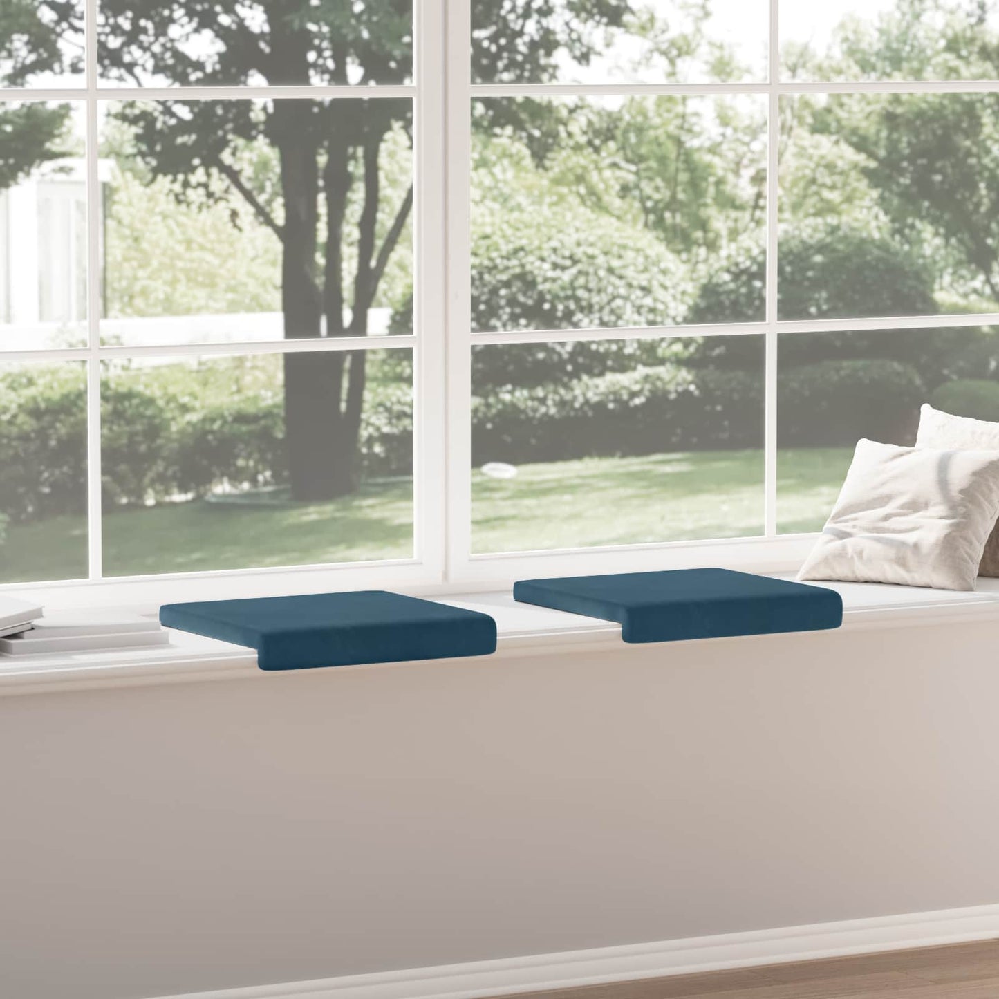 Bench Cushion 2 pcs Velvet Blue Depth 35 cm