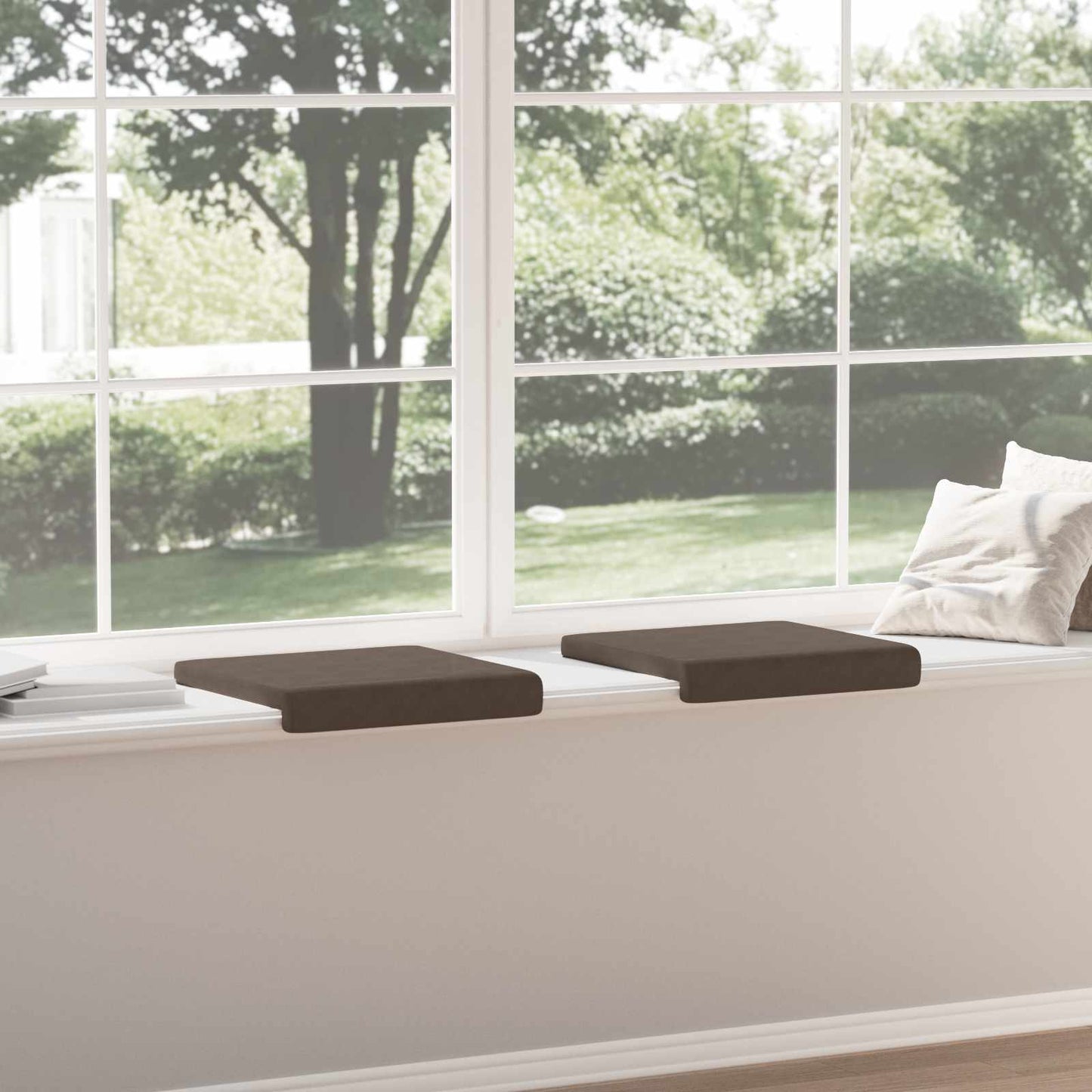 Bench Cushion 2 pcs Microfiber Brown Depth 35 cm