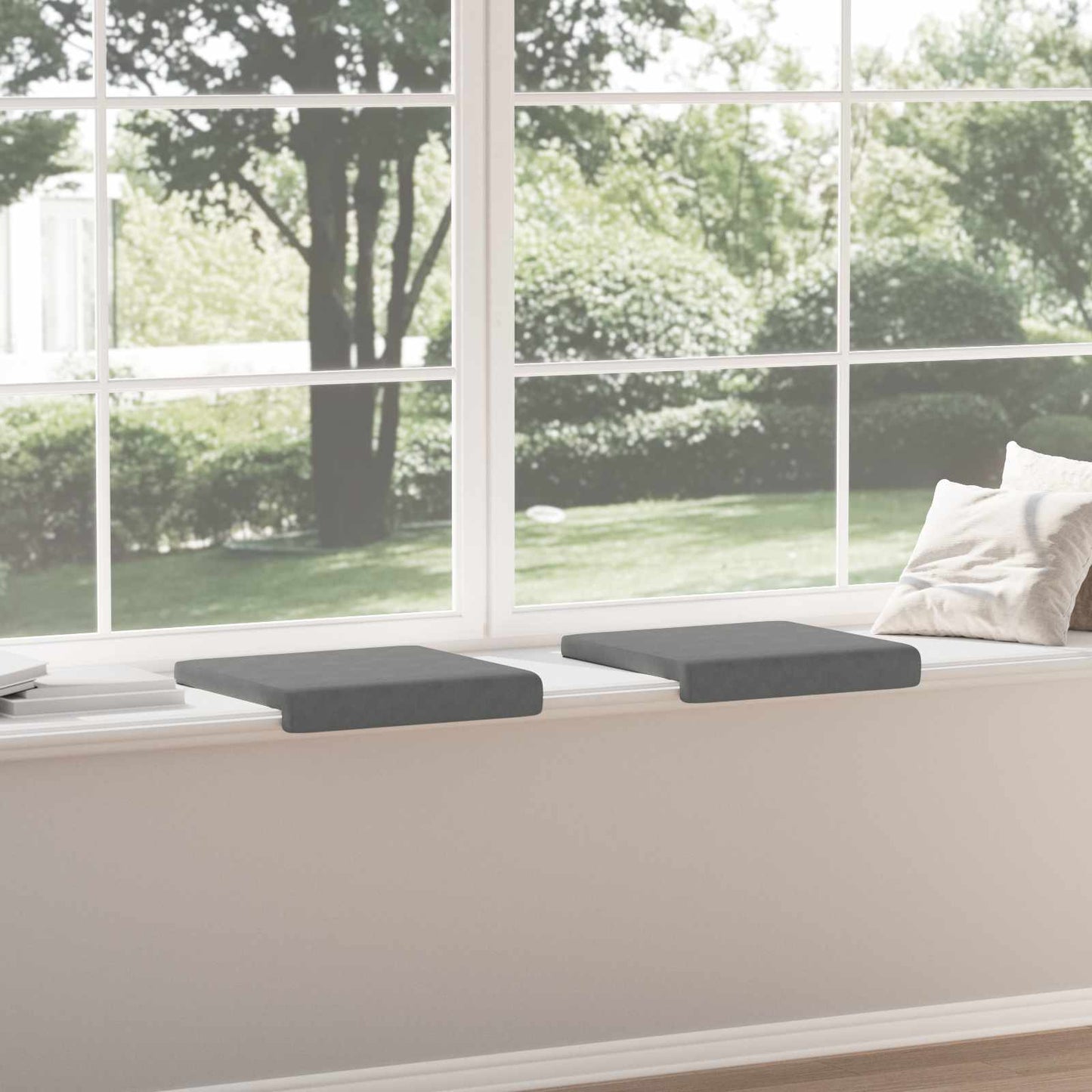 Bench Cushion 2 pcs Microfiber Dark Grey Depth 35 cm