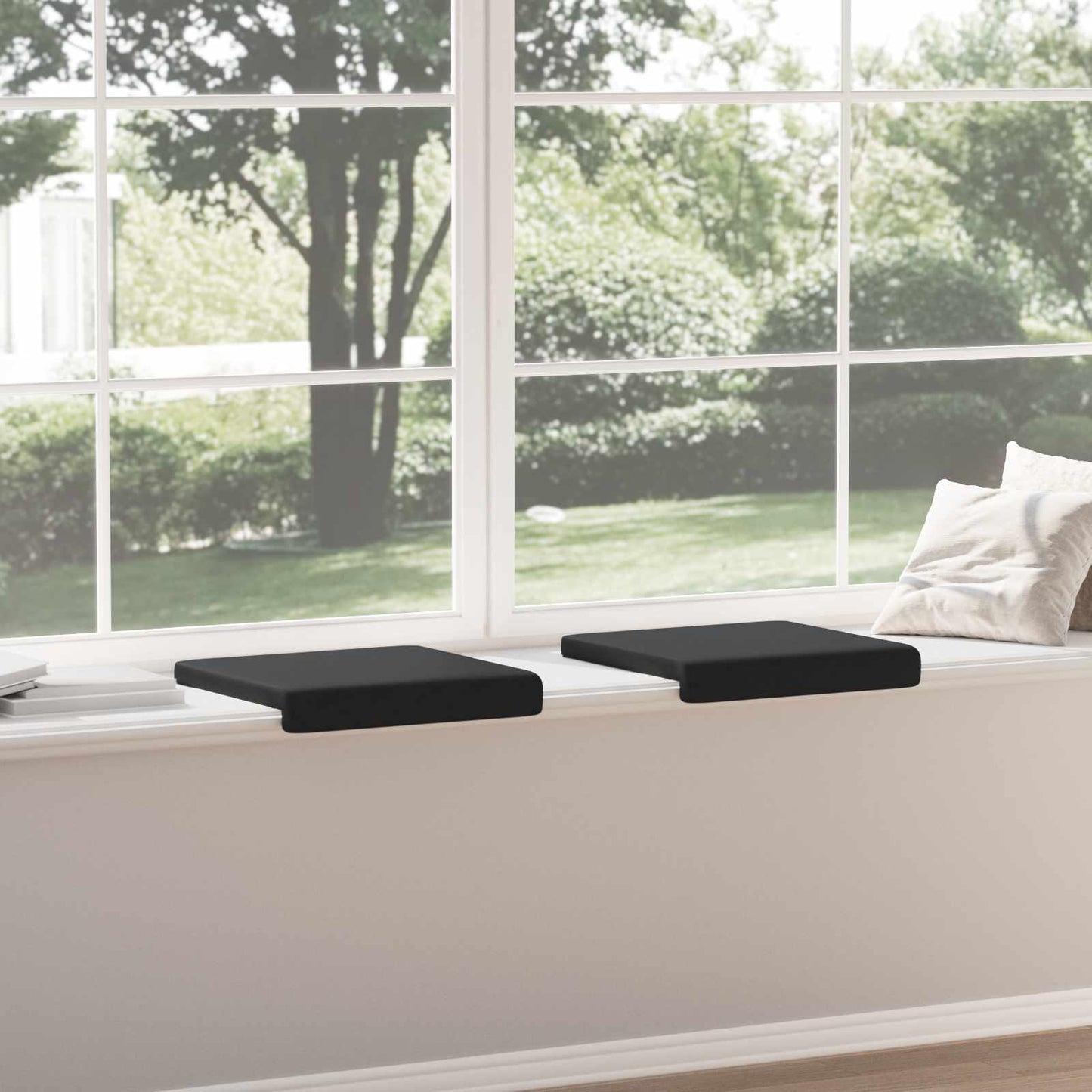 Bench Cushion 2 pcs Microfiber Black Depth 35 cm