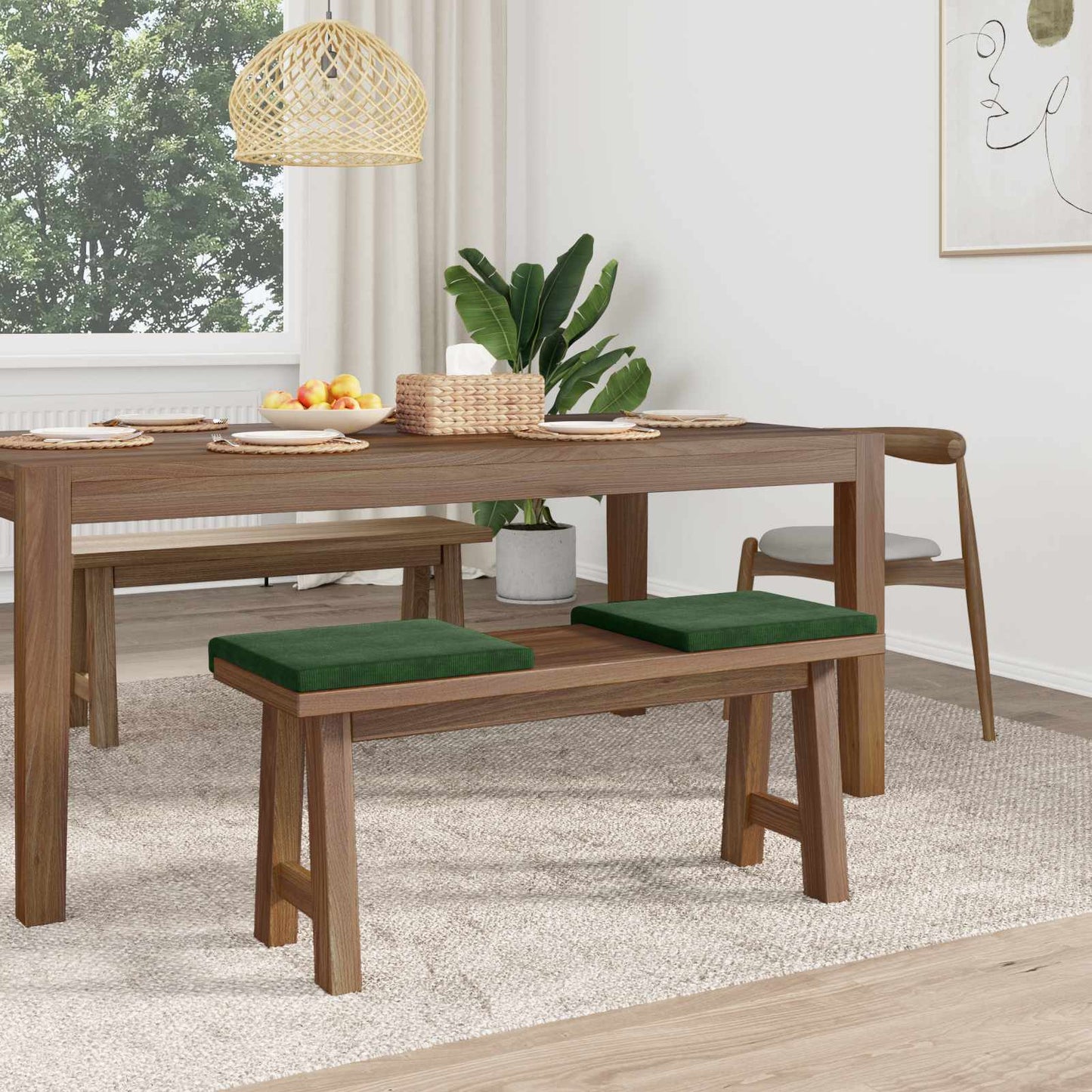 Bench Cushion 2 pcs Corduroy Dark Green Depth 35 cm