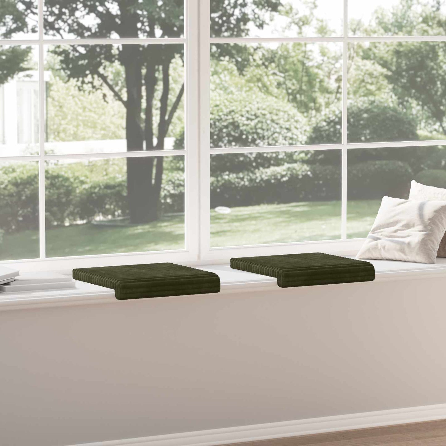 Bench Cushion 2 pcs Plush Corduroy Green Depth 35 cm