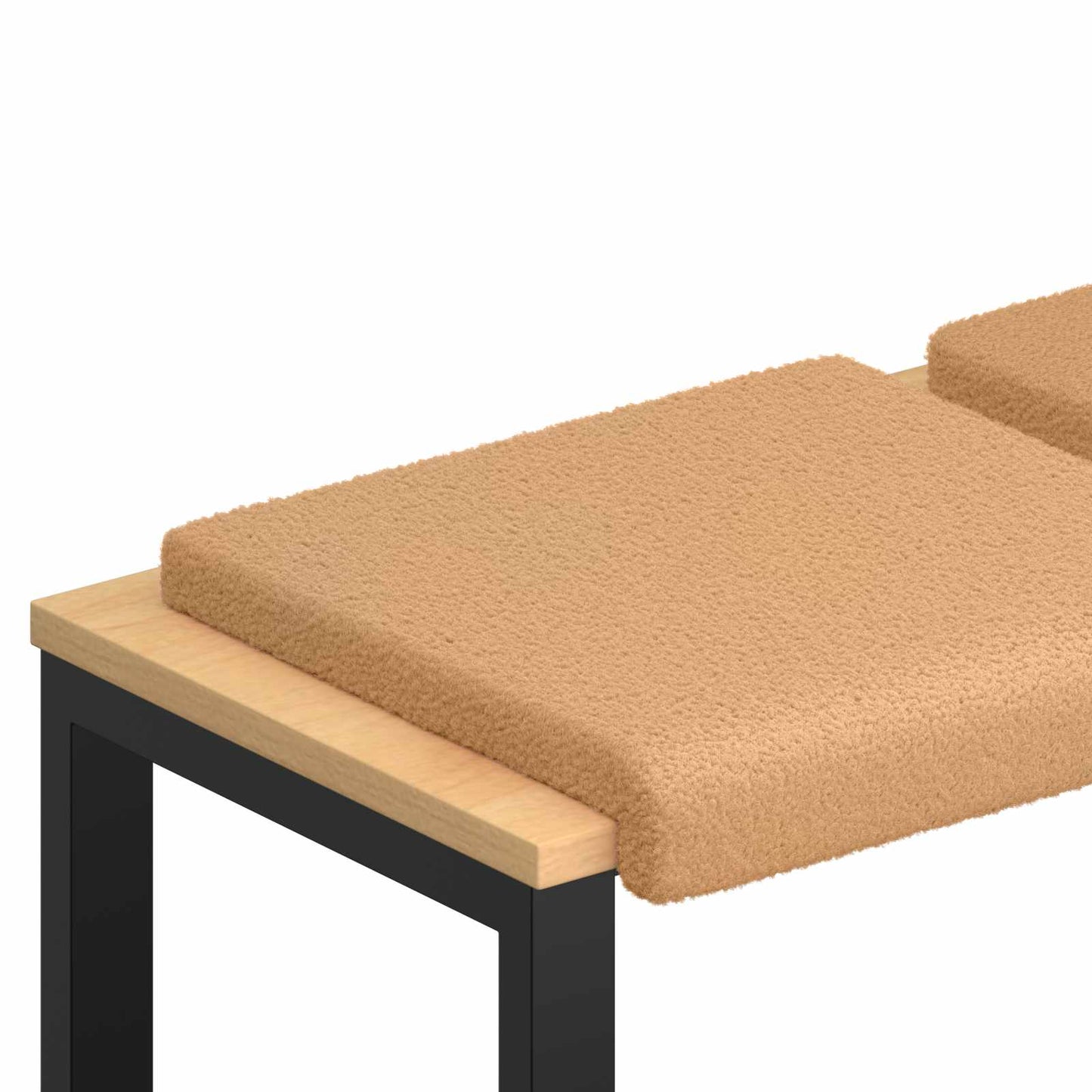 Bench Cushion 2 pcs Sherpa Fabric Beige Depth 35 cm