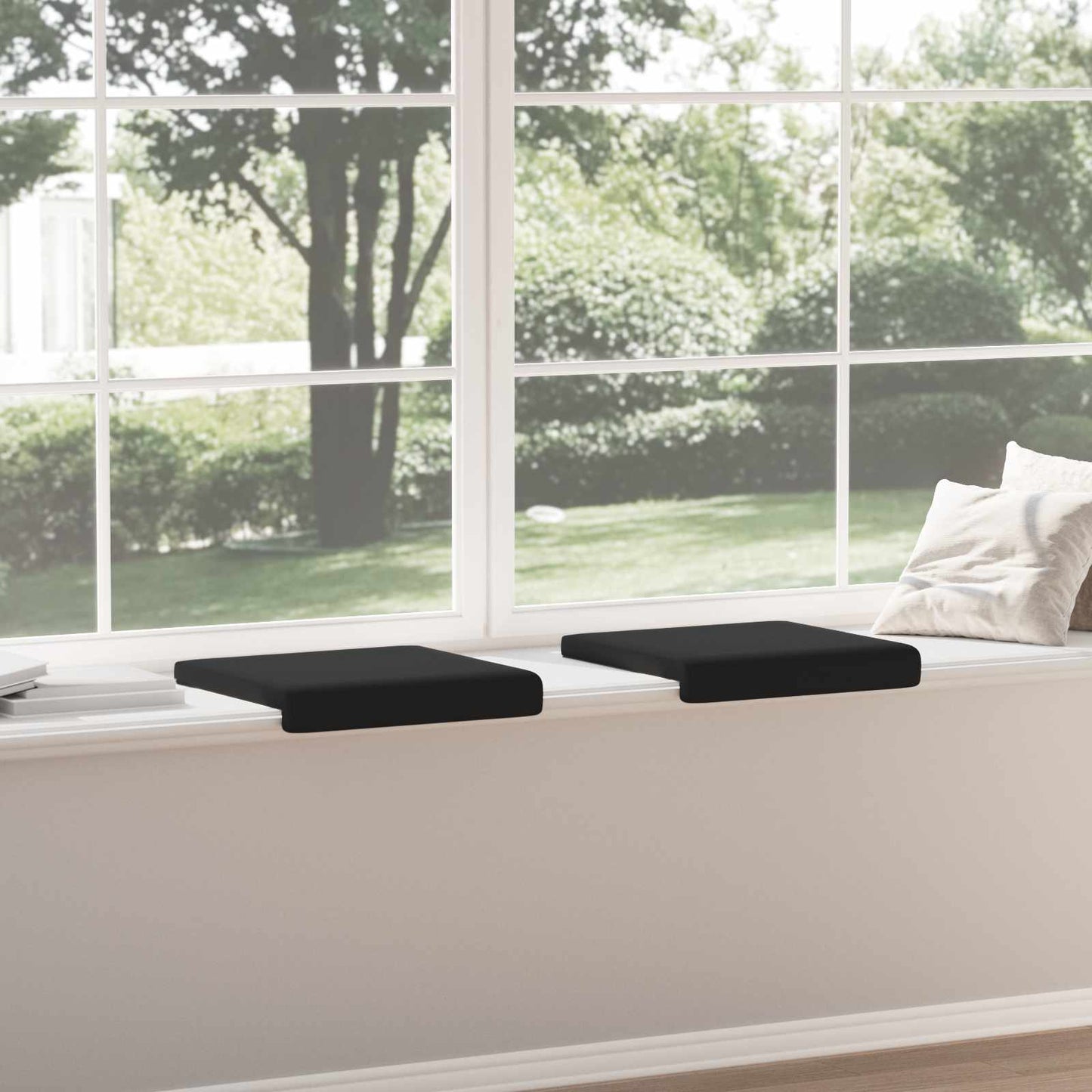 Bench Cushion 2 pcs Textured Velvet Black Depth 35 cm