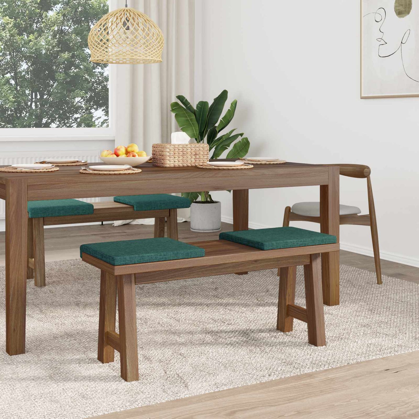 Bench Cushion 4 pcs Fabric Dark Green Depth 35 cm