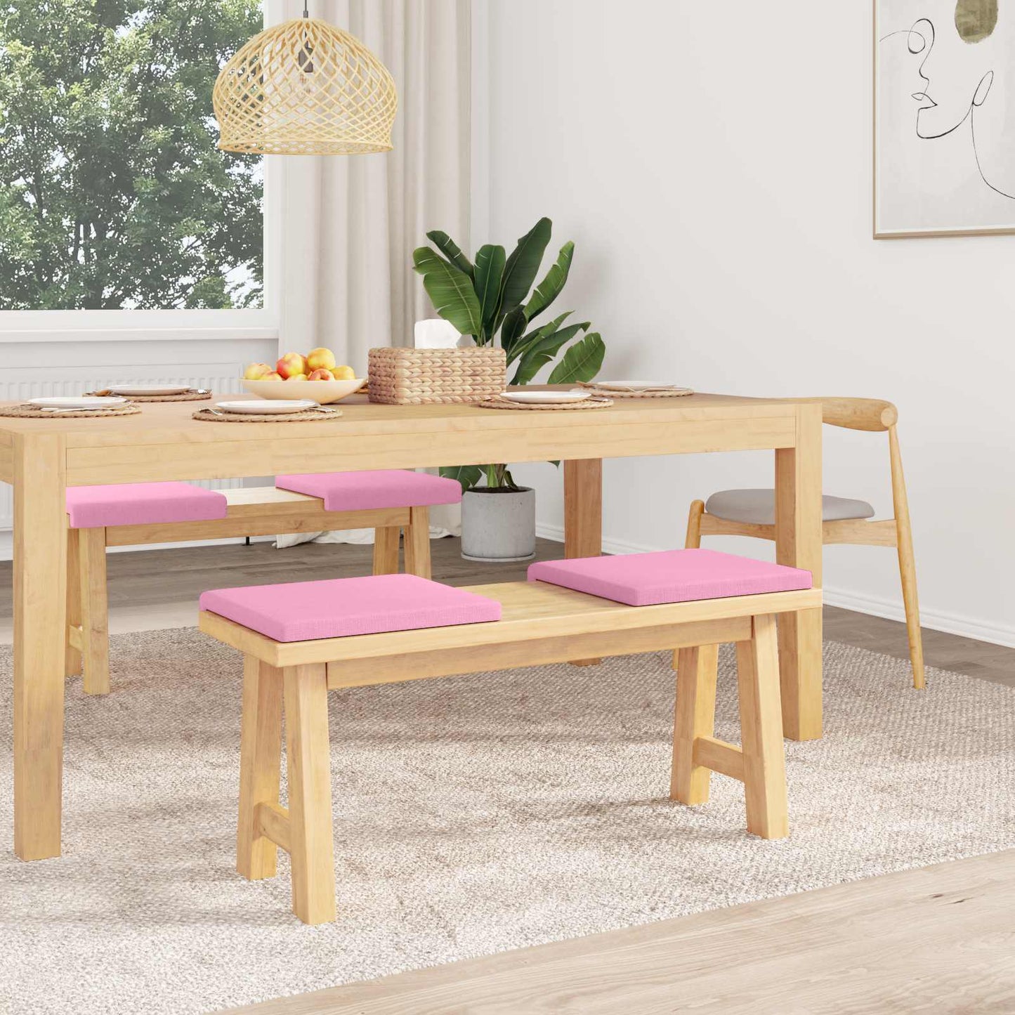 Bench Cushion 4 pcs Fabric Pink Depth 35 cm