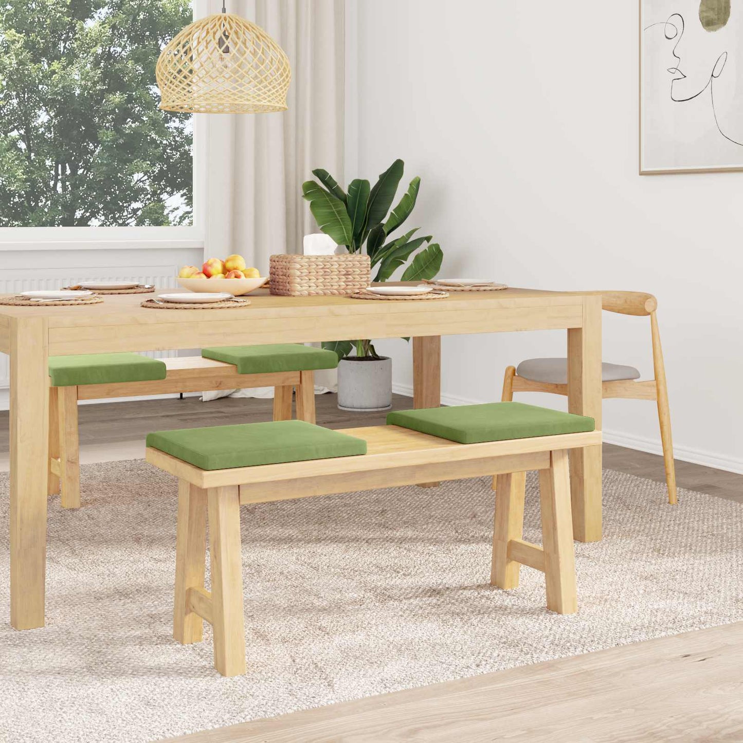 Bench Cushion 4 pcs Velvet Light Green Depth 35 cm