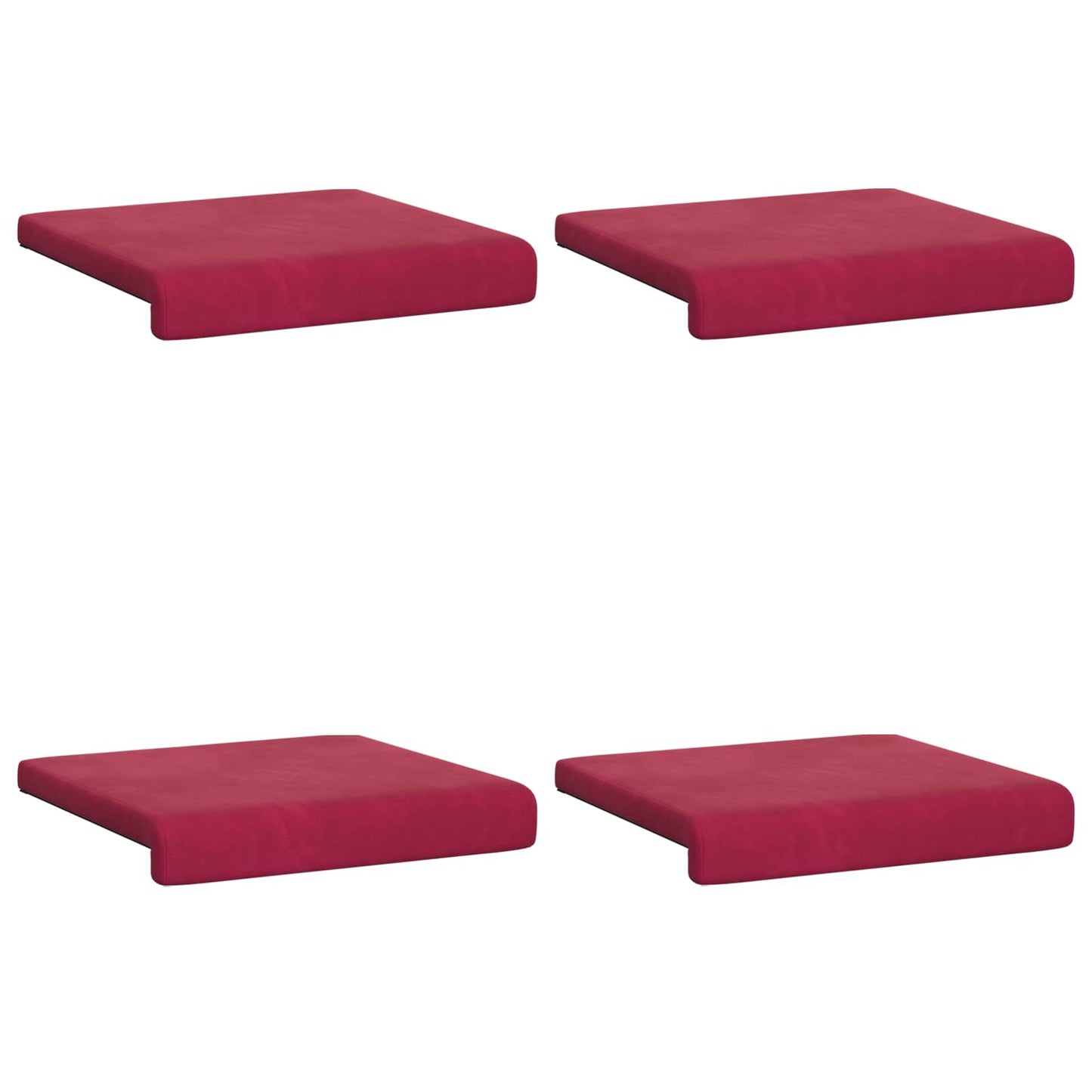 Bench Cushion 4 pcs Velvet Wine Red Depth 35 cm