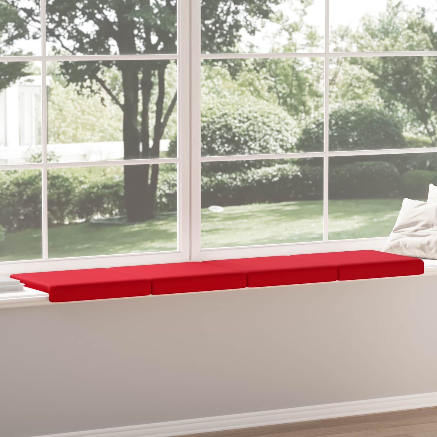Bench Cushion 4 pcs Faux Leather Red Depth 35 cm