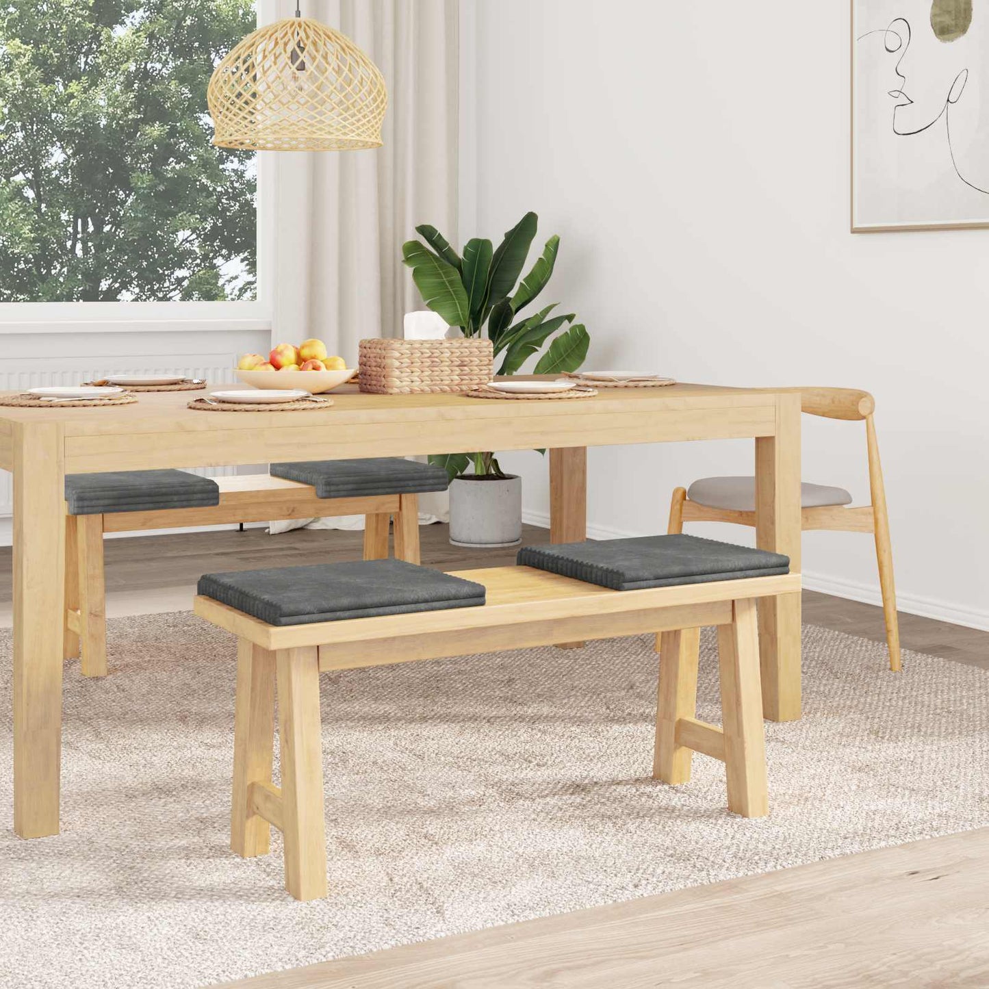 Bench Cushion 4 pcs Plush Corduroy Light Grey Depth 35 cm
