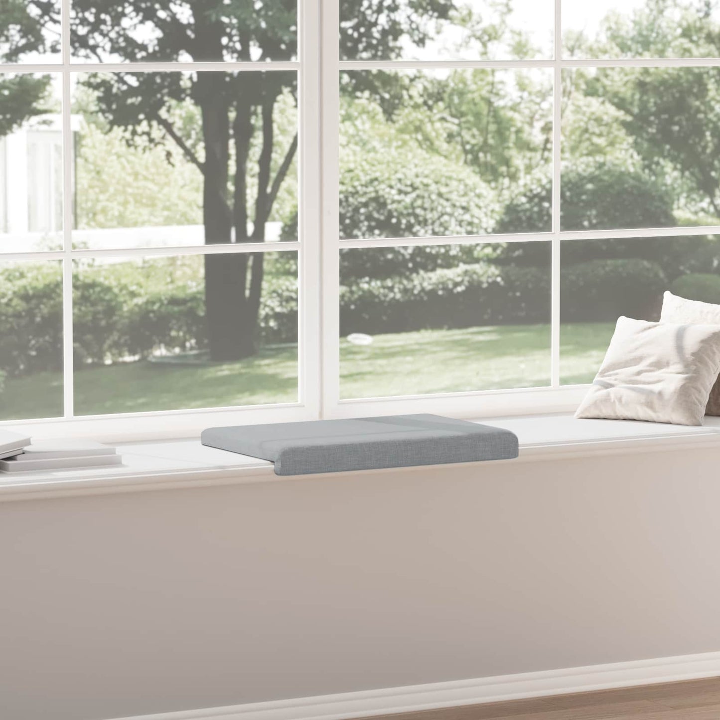 Bench Cushion Fabric Light Grey Depth 35 cm