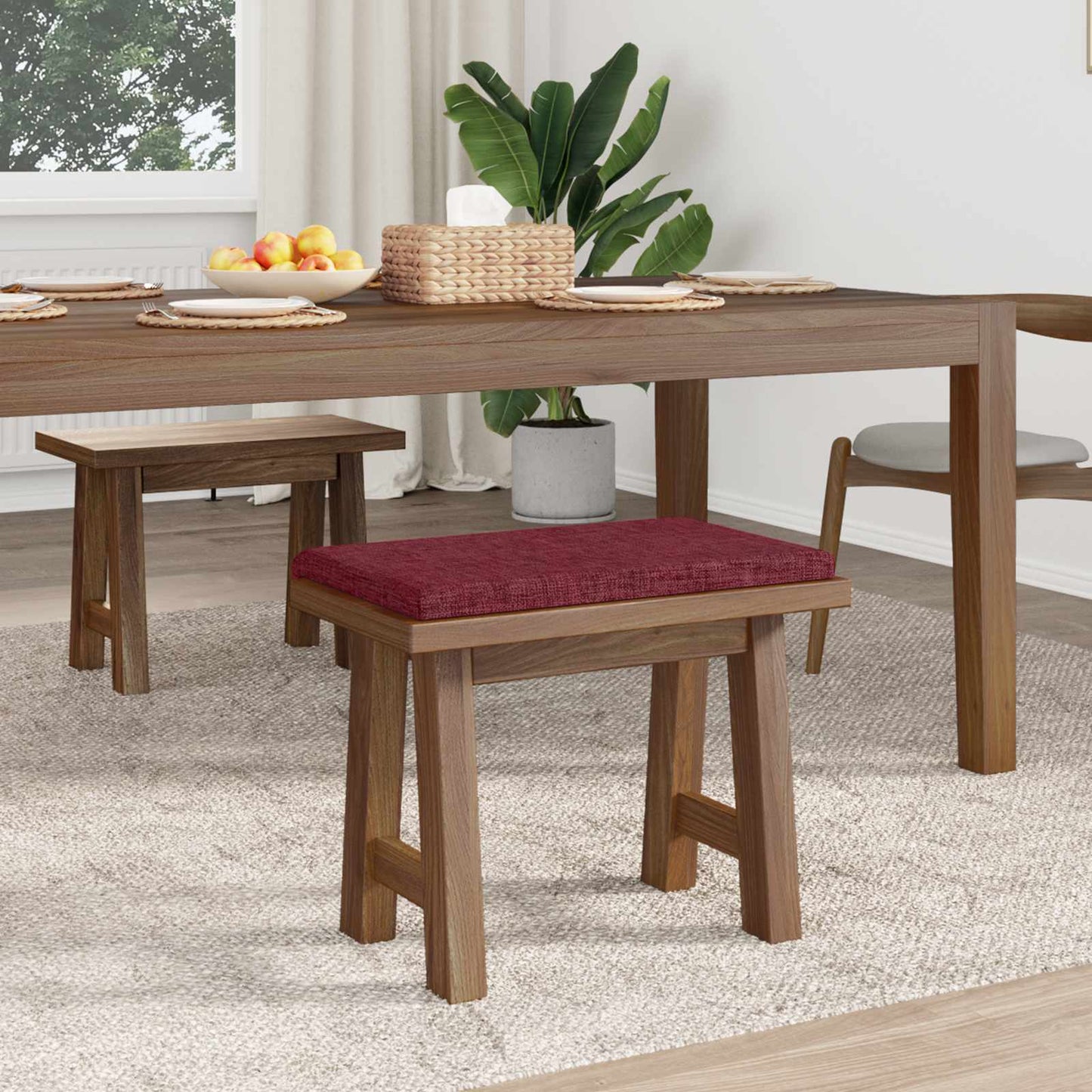 Bench Cushion Fabric Wine Red Depth 35 cm