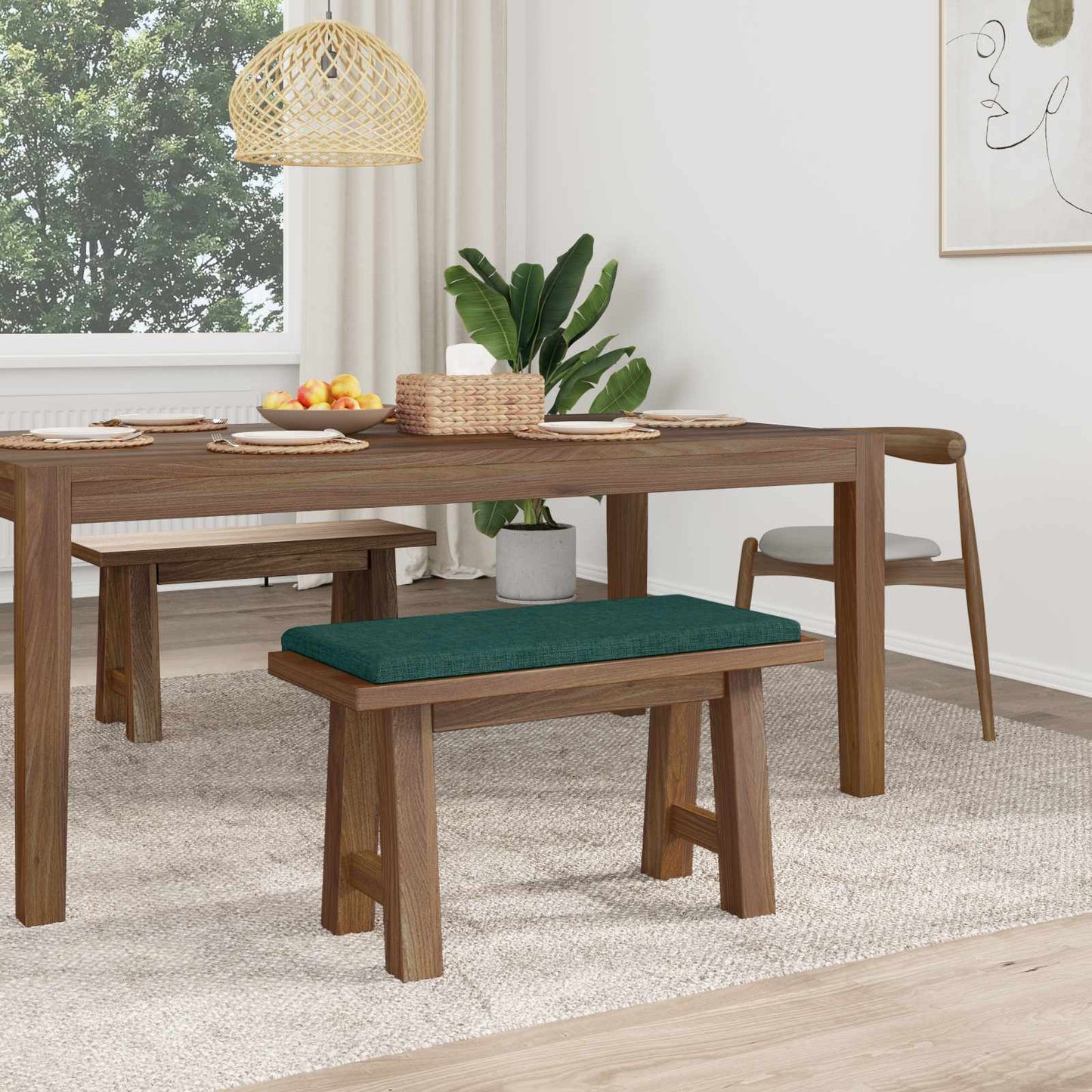 Bench Cushion Fabric Dark Green Depth 35 cm