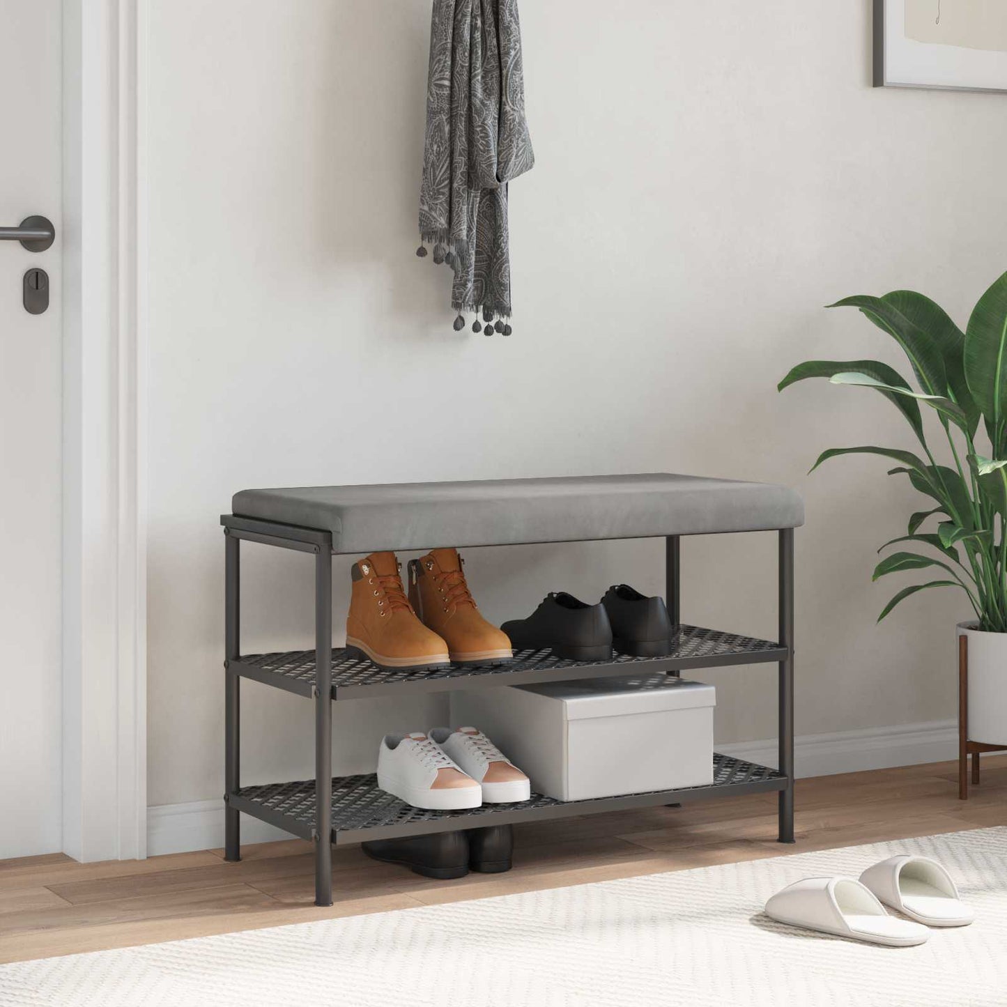 Bench Cushion Velvet Light Grey Depth 35 cm