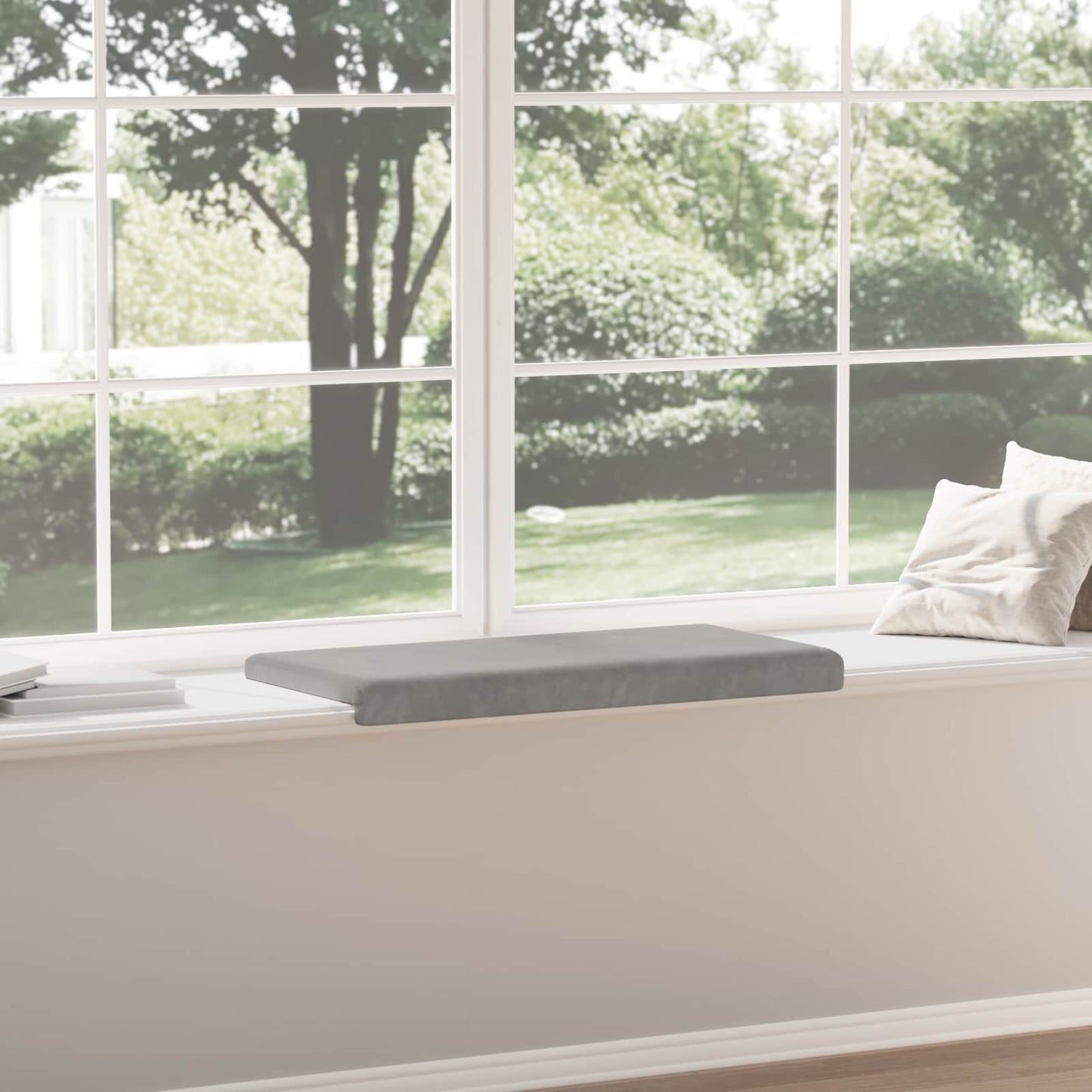 Bench Cushion Velvet Light Grey Depth 35 cm