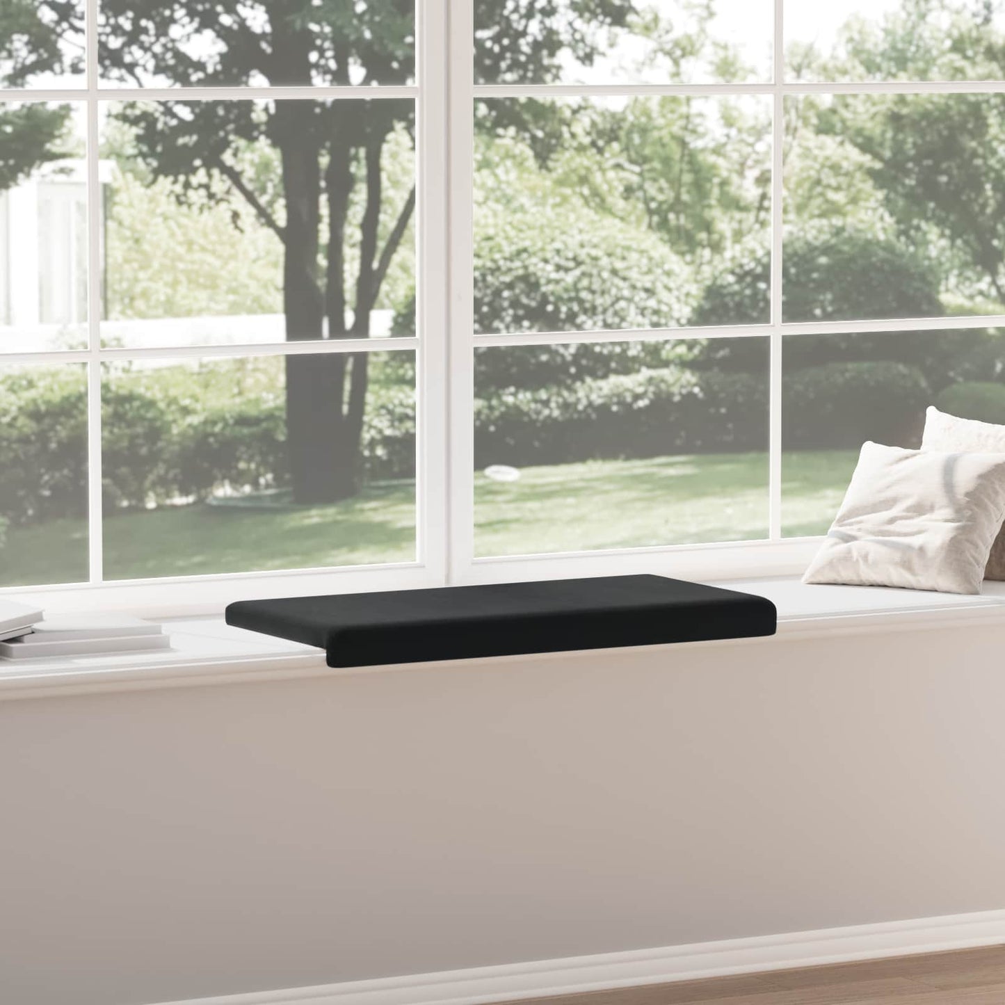 Bench Cushion Velvet Black Depth 35 cm