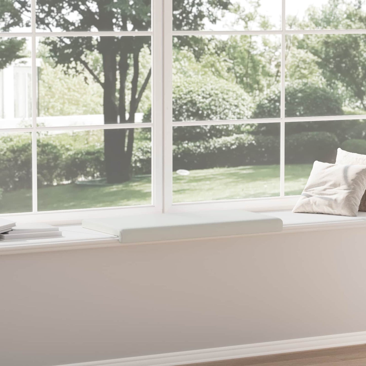 Bench Cushion Faux Leather White Depth 35 cm