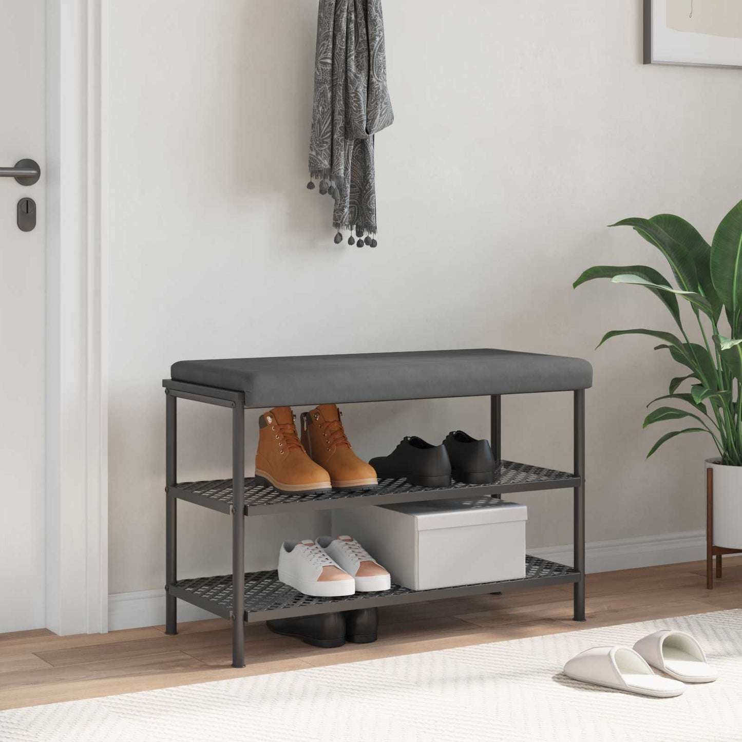 Bench Cushion Microfiber Dark Grey Depth 35 cm