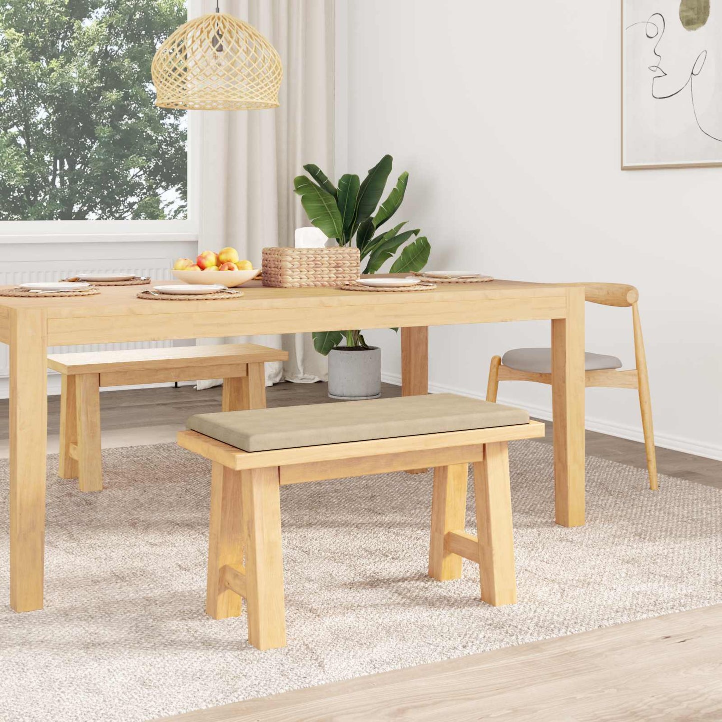 Bench Cushion Microfiber Cream Depth 35 cm