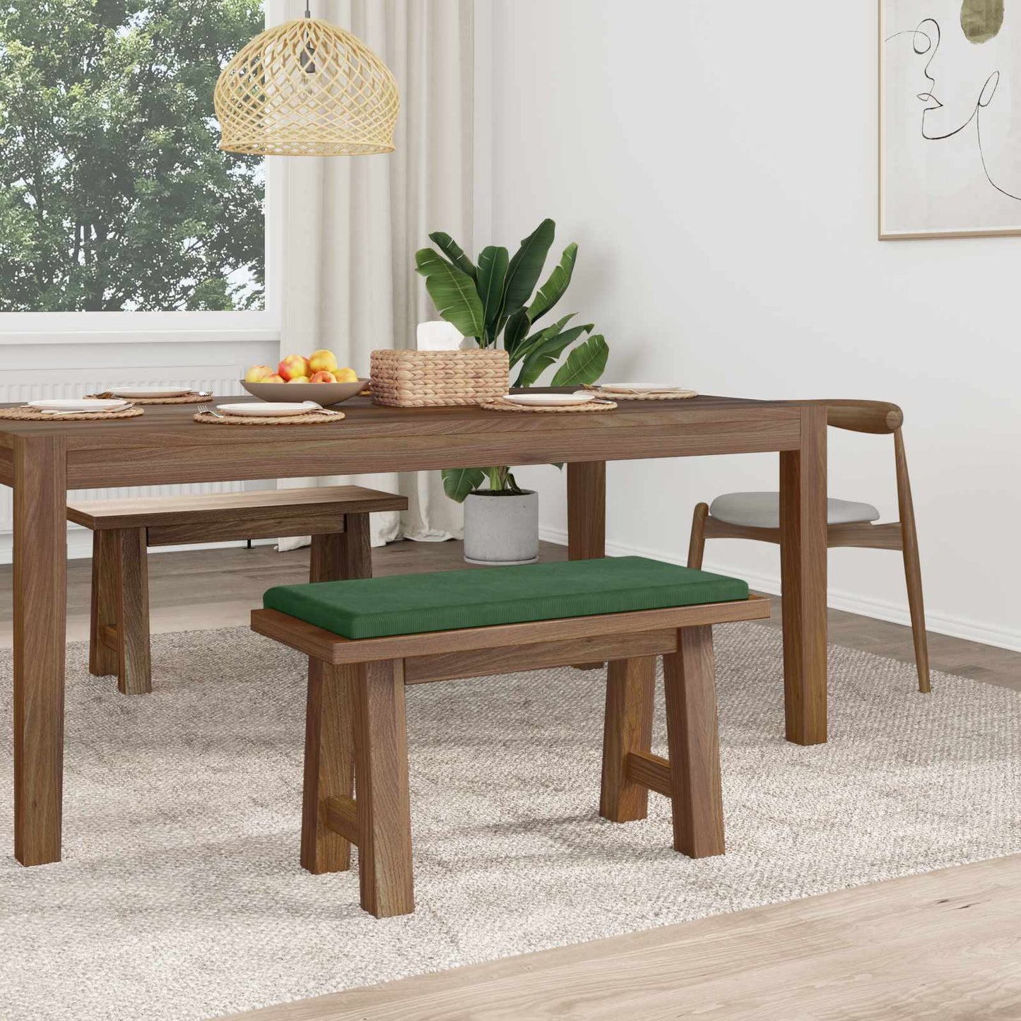 Bench Cushion Corduroy Dark Green Depth 35 cm