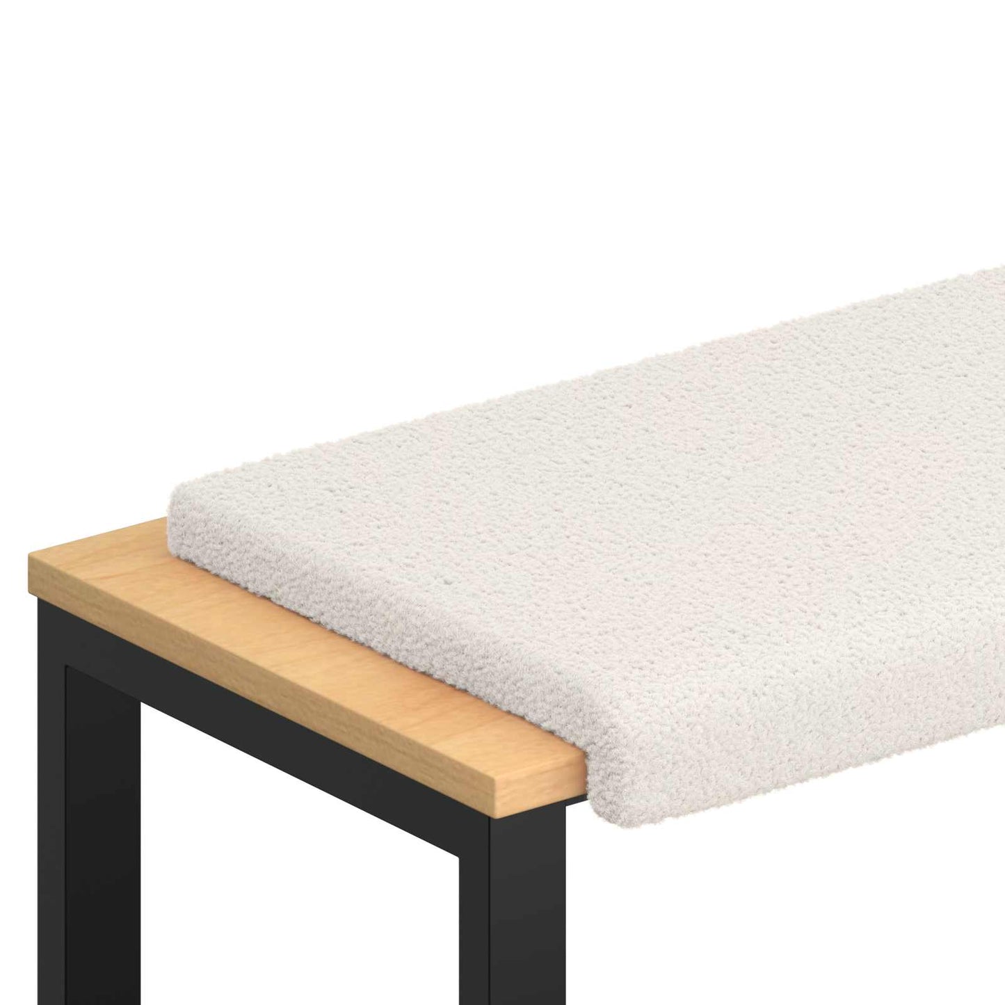 Bench Cushion Sherpa Fabric Cream Depth 35 cm
