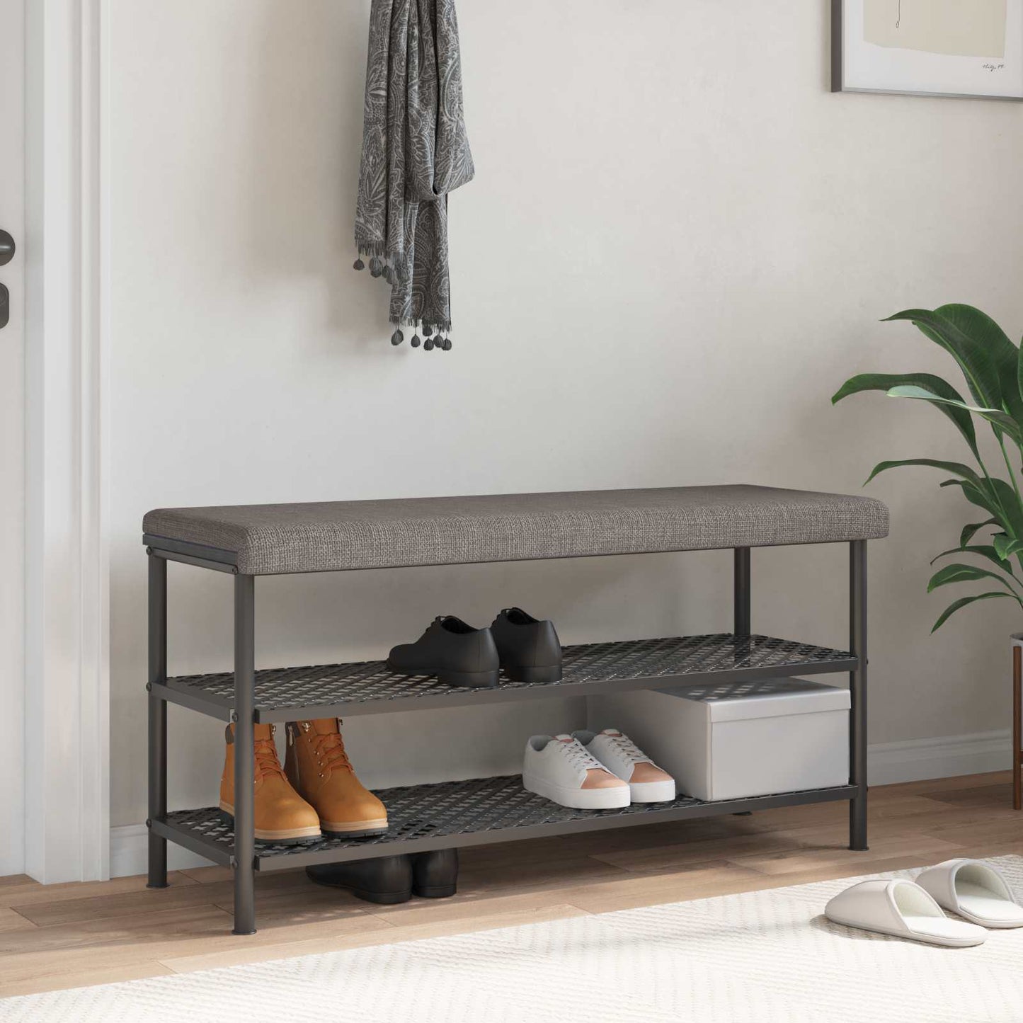 Bench Cushion Fabric Taupe Depth 35 cm