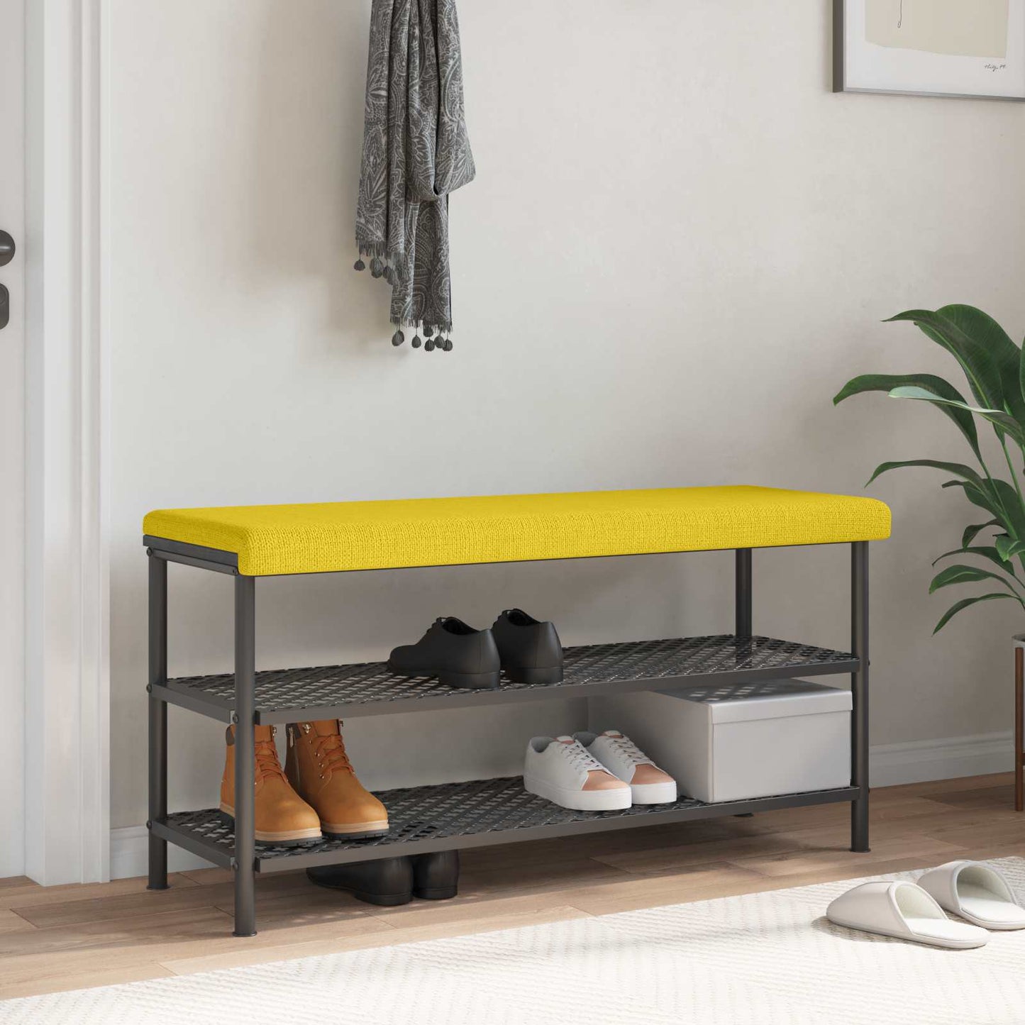 Bench Cushion Fabric Light Yellow Depth 35 cm