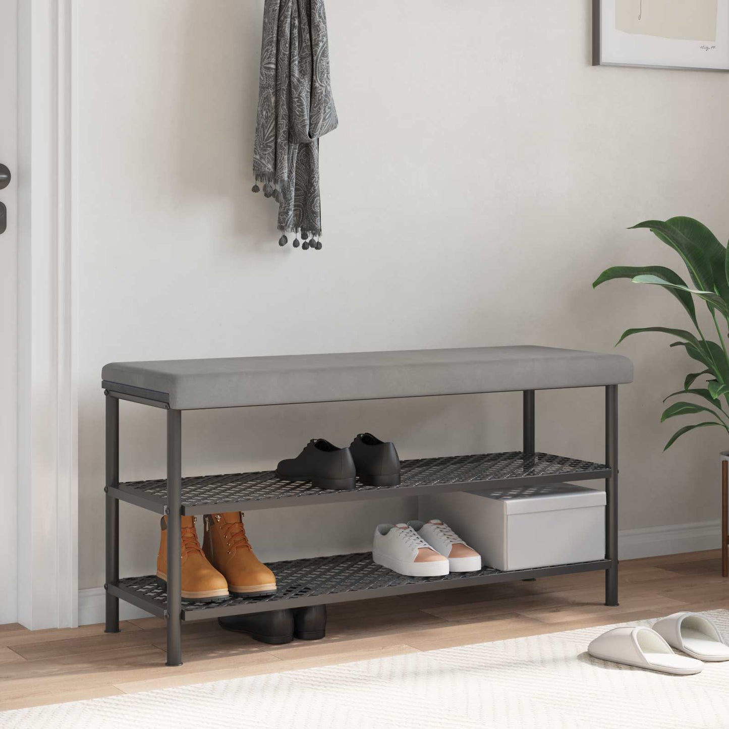 Bench Cushion Velvet Light Grey Depth 35 cm