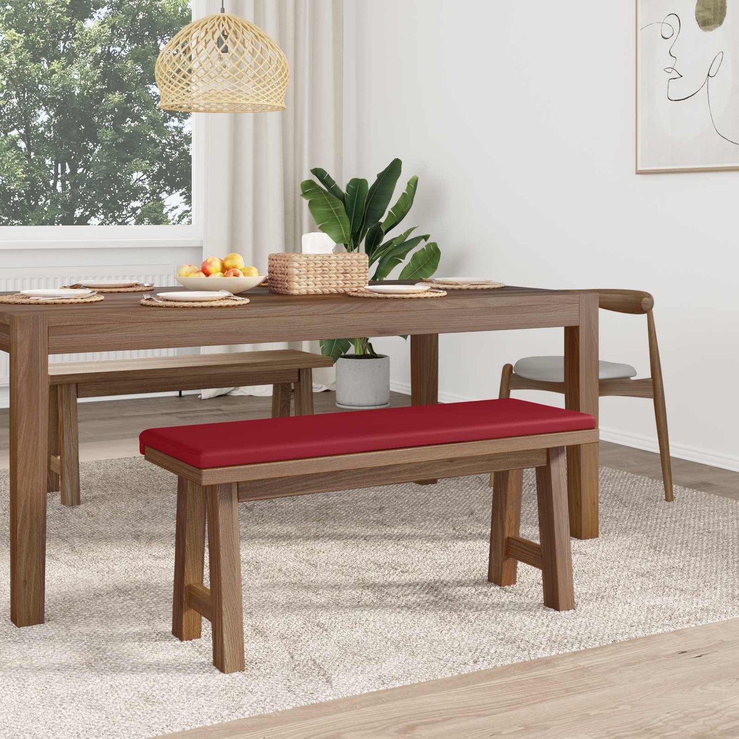 Bench Cushion Faux Leather Wine Red Depth 35 cm