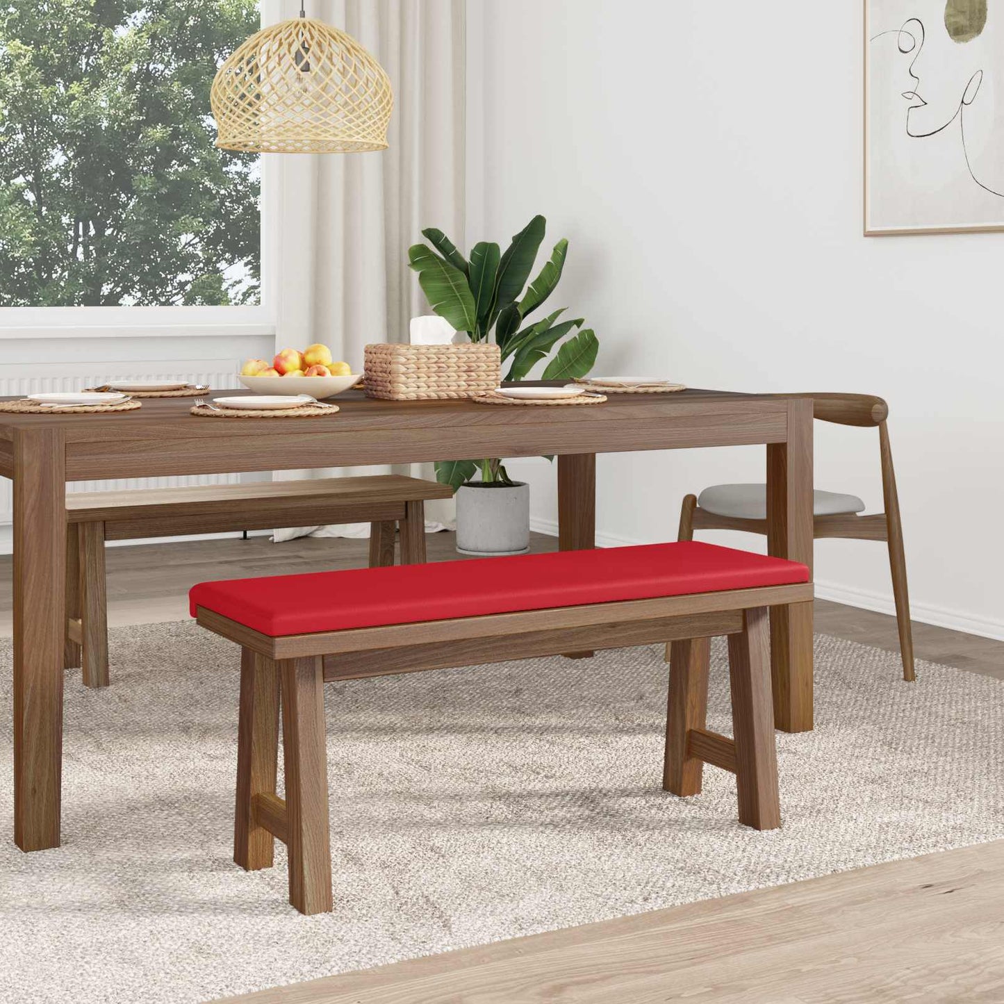 Bench Cushion Faux Leather Red Depth 35 cm