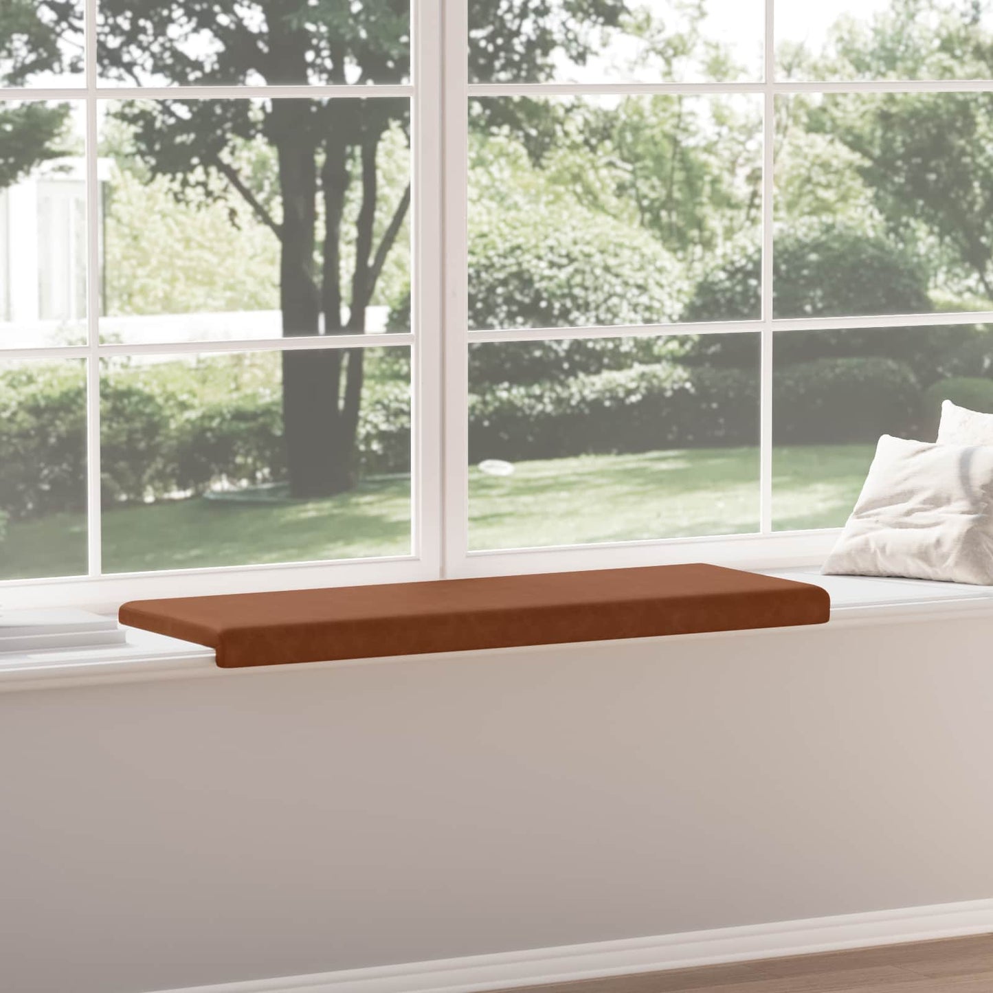 Bench Cushion Faux Leather Brown Depth 35 cm